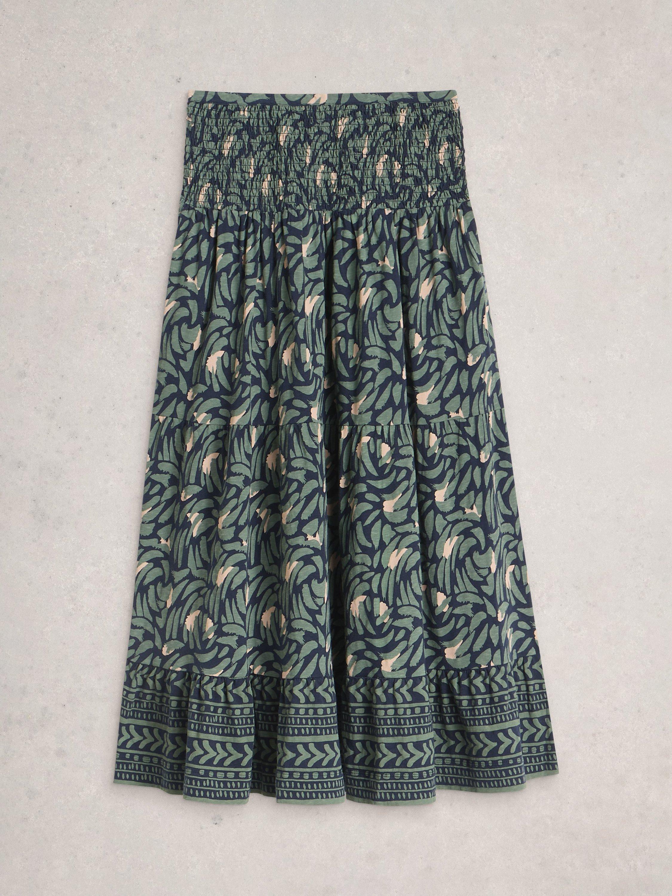 Product image 5 of 6, which shows White Stuff Marissa Abstract Jersey Maxi Skirt, Navy/Multi, 6