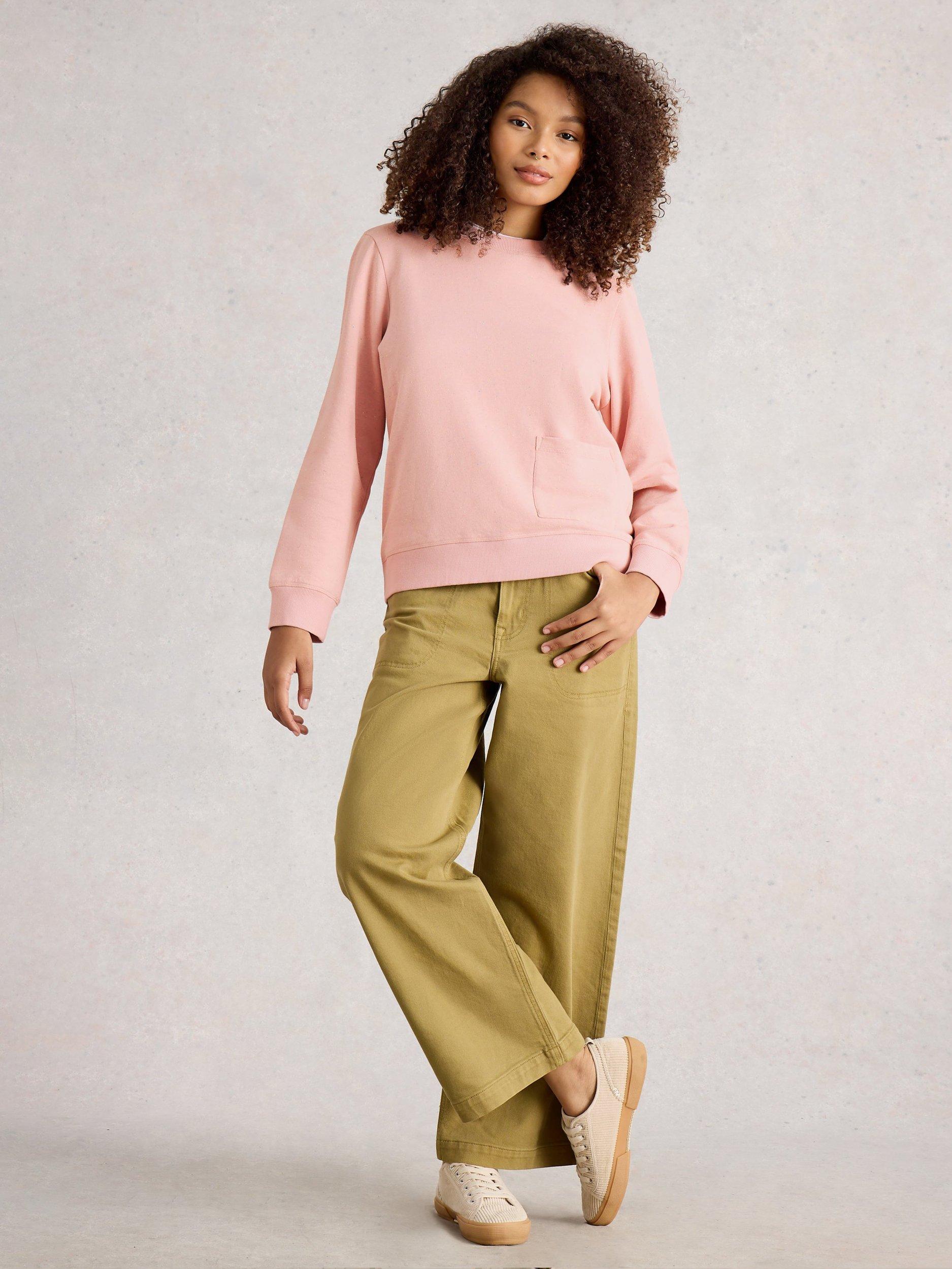 Product image 1 of 6, which shows White Stuff Nep Yarn Crew Neck Jumper, Light Pink, 10