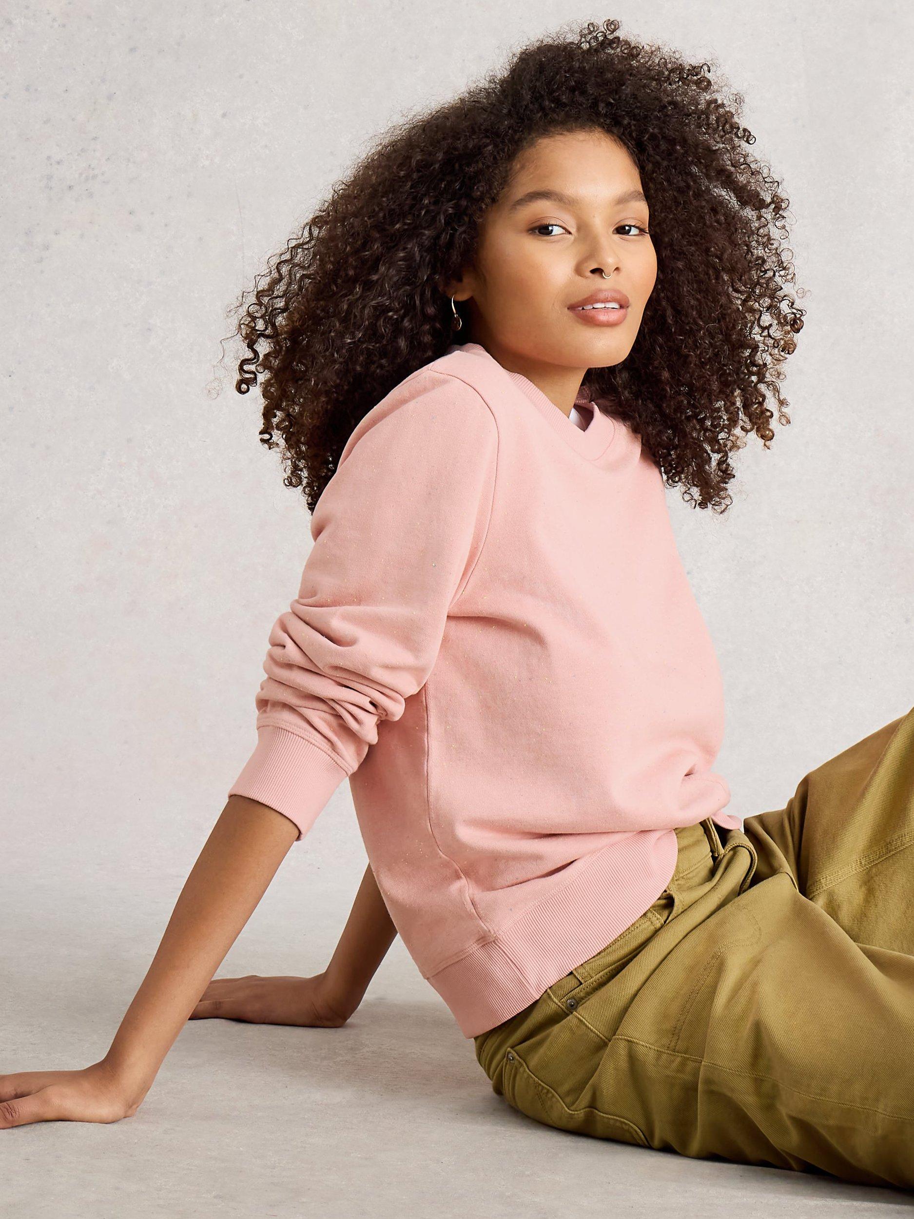 Product image 4 of 6, which shows White Stuff Nep Yarn Crew Neck Jumper, Light Pink, 10