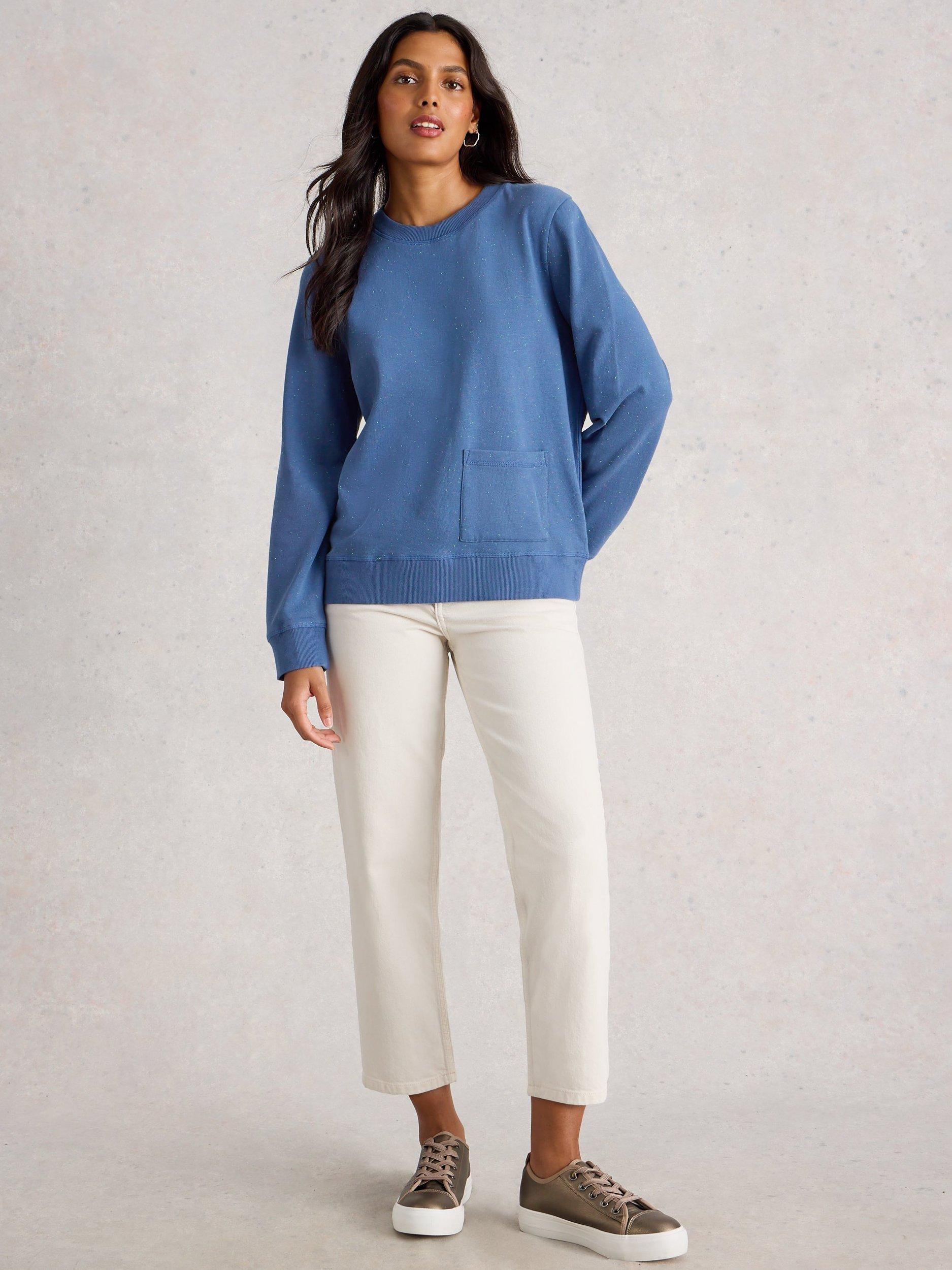 Product image 1 of 6, which shows White Stuff Nep Crew Neck Sweatshirt, Mid Blue, 6