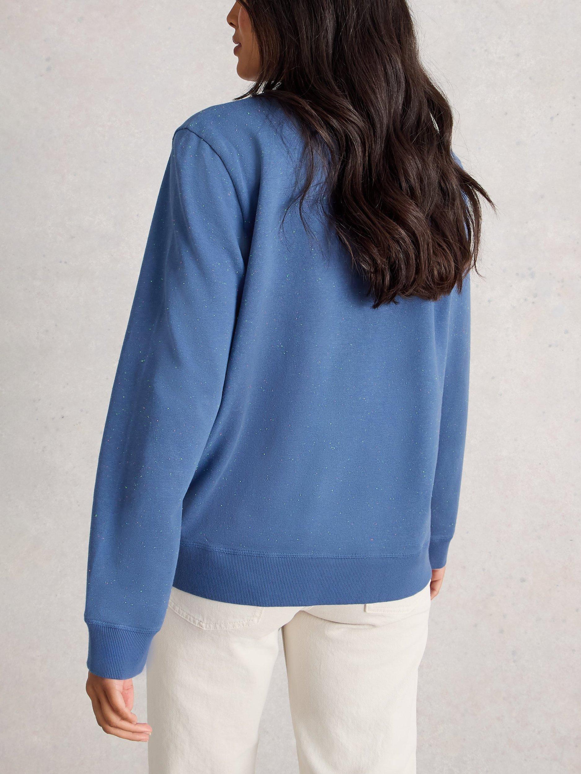 Product image 2 of 6, which shows White Stuff Nep Crew Neck Sweatshirt, Mid Blue, 6