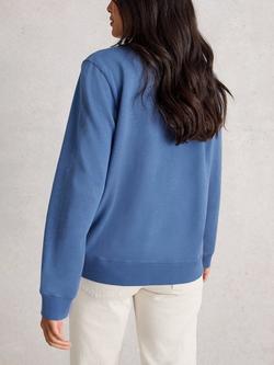 White Stuff Nep Crew Neck Sweatshirt, Mid Blue - view 2, Mid Blue