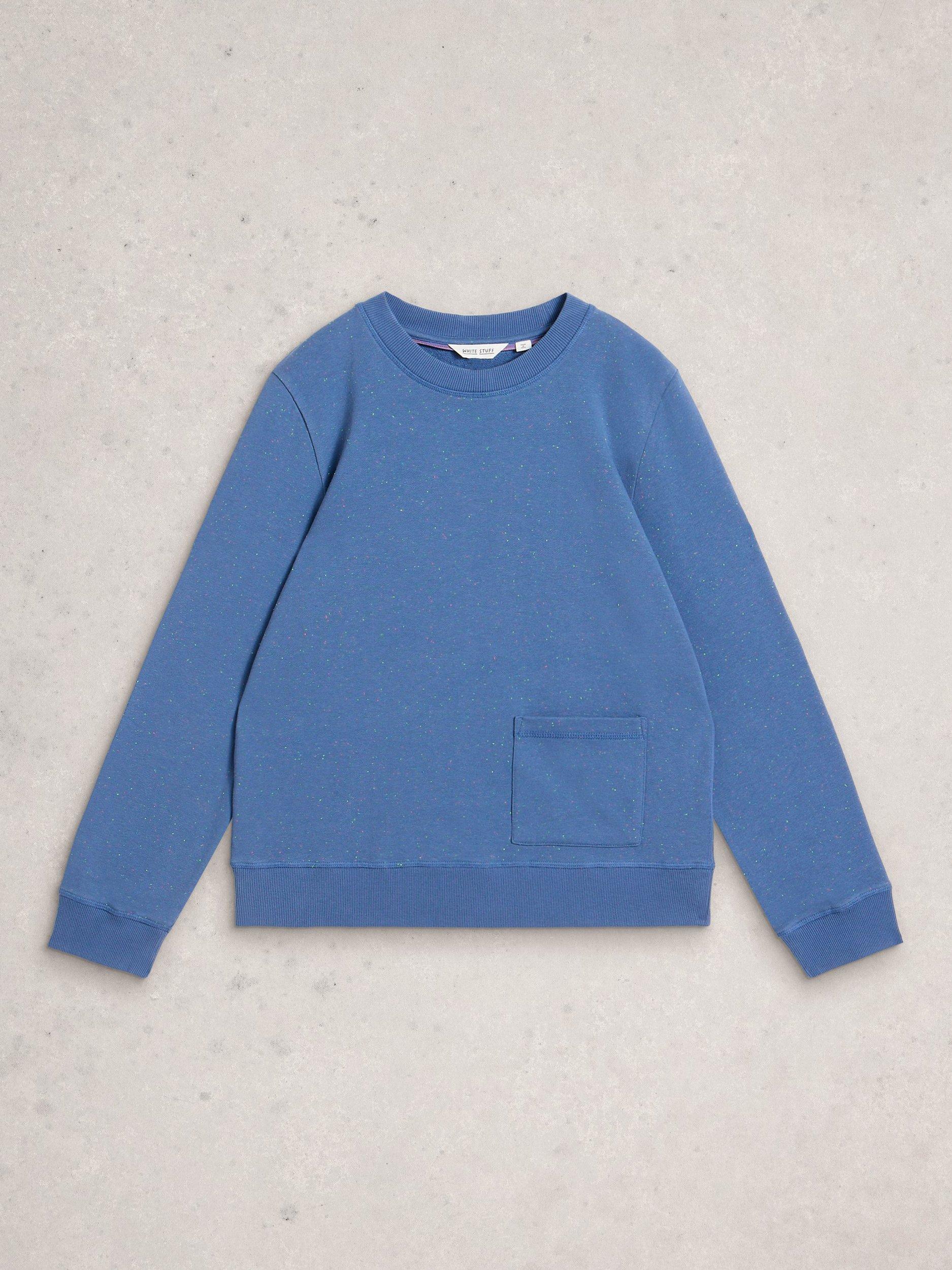 Product image 5 of 6, which shows White Stuff Nep Crew Neck Sweatshirt, Mid Blue, 6