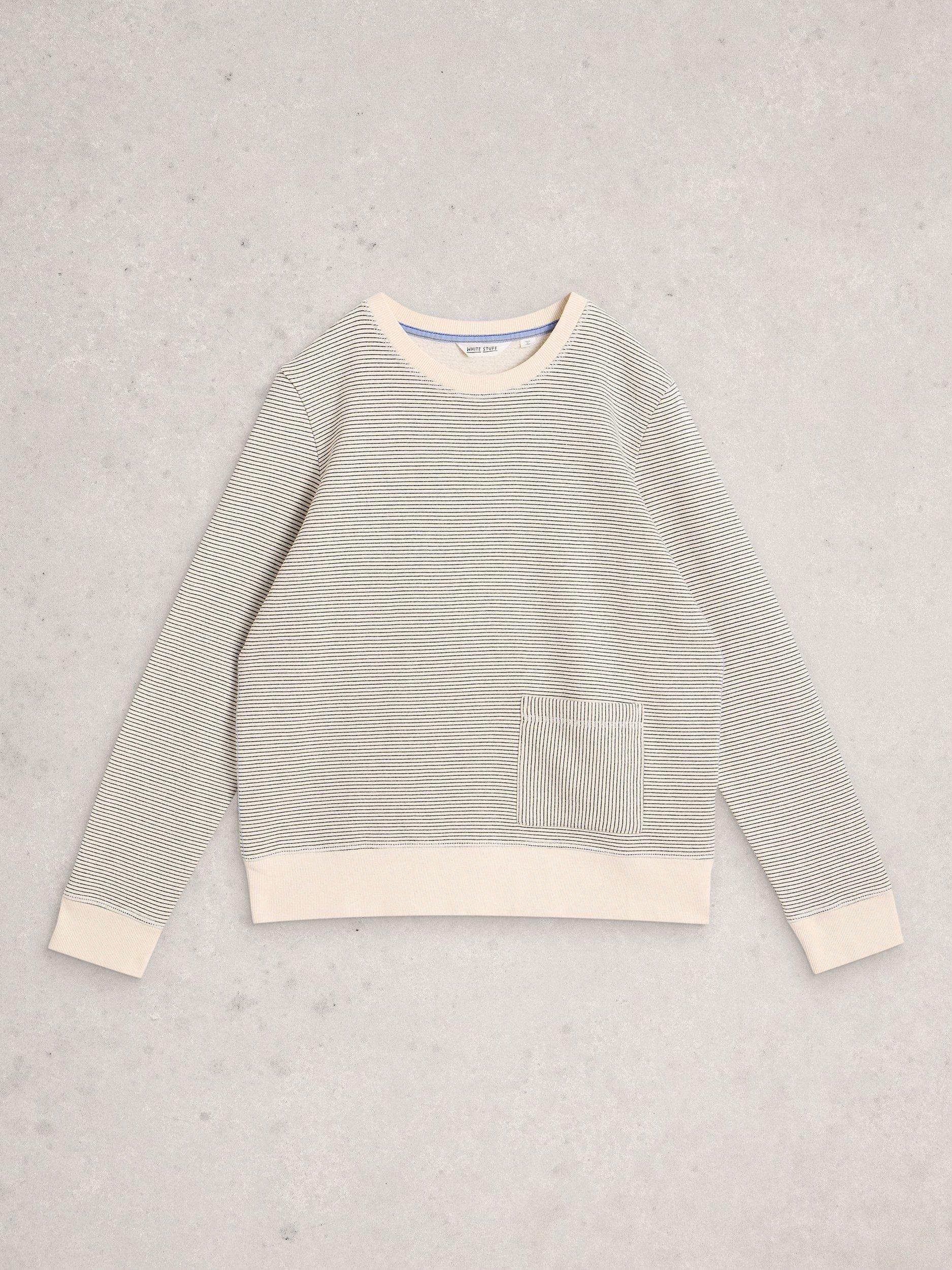 Product image 5 of 6, which shows White Stuff Stripe Crew Neck Jumper, White/Multi, 6