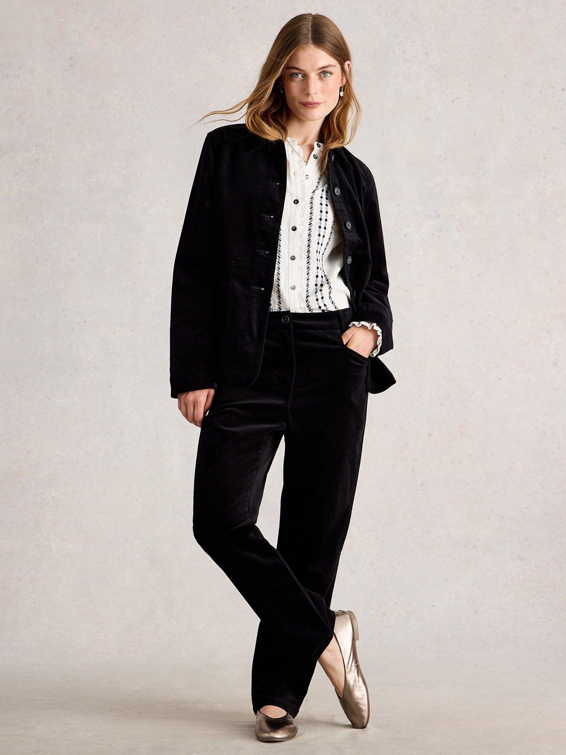 Product image 1 of 6, which shows White Stuff Carrie Velvet Jacket, Pure Black, 6