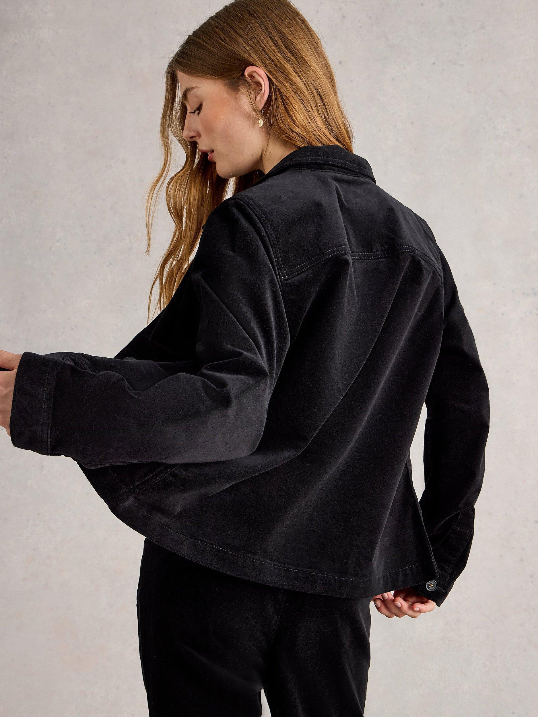 Product image 2 of 6, which shows White Stuff Carrie Velvet Jacket, Pure Black, 6