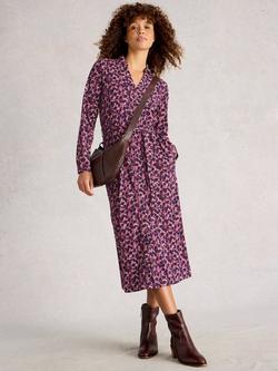 White Stuff  Annie Long Sleeve Jersey Shirt Dress, Pink/Multi