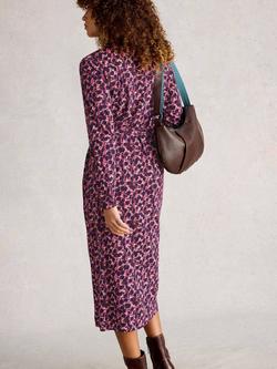 White Stuff  Annie Long Sleeve Jersey Shirt Dress - view 2, Pink/Multi