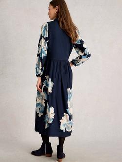 White Stuff Claire Midi Floral Print Shirt Dress - view 2, Navy