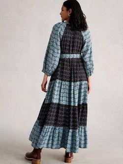 White Stuff Clementine Colour Block Tiered Maxi Dress - view 2, Bluemulti