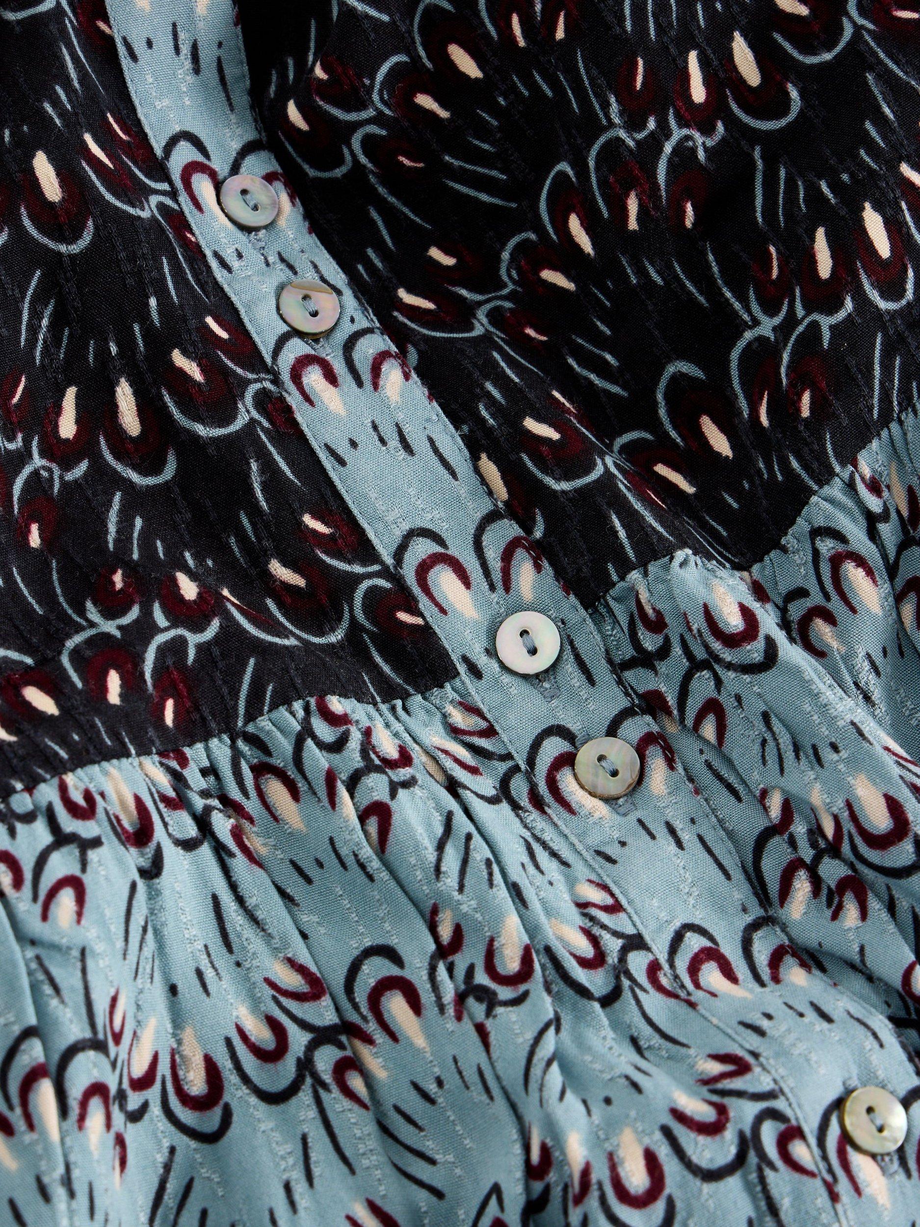 Product image 6 of 6, which shows White Stuff Clementine Colour Block Tiered Maxi Dress, Blue/Multi, 6