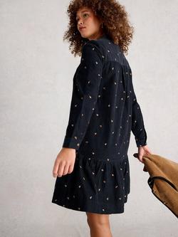 White Stuff Daria Cotton Embroidered A Line Dress - view 2, Black/Multi