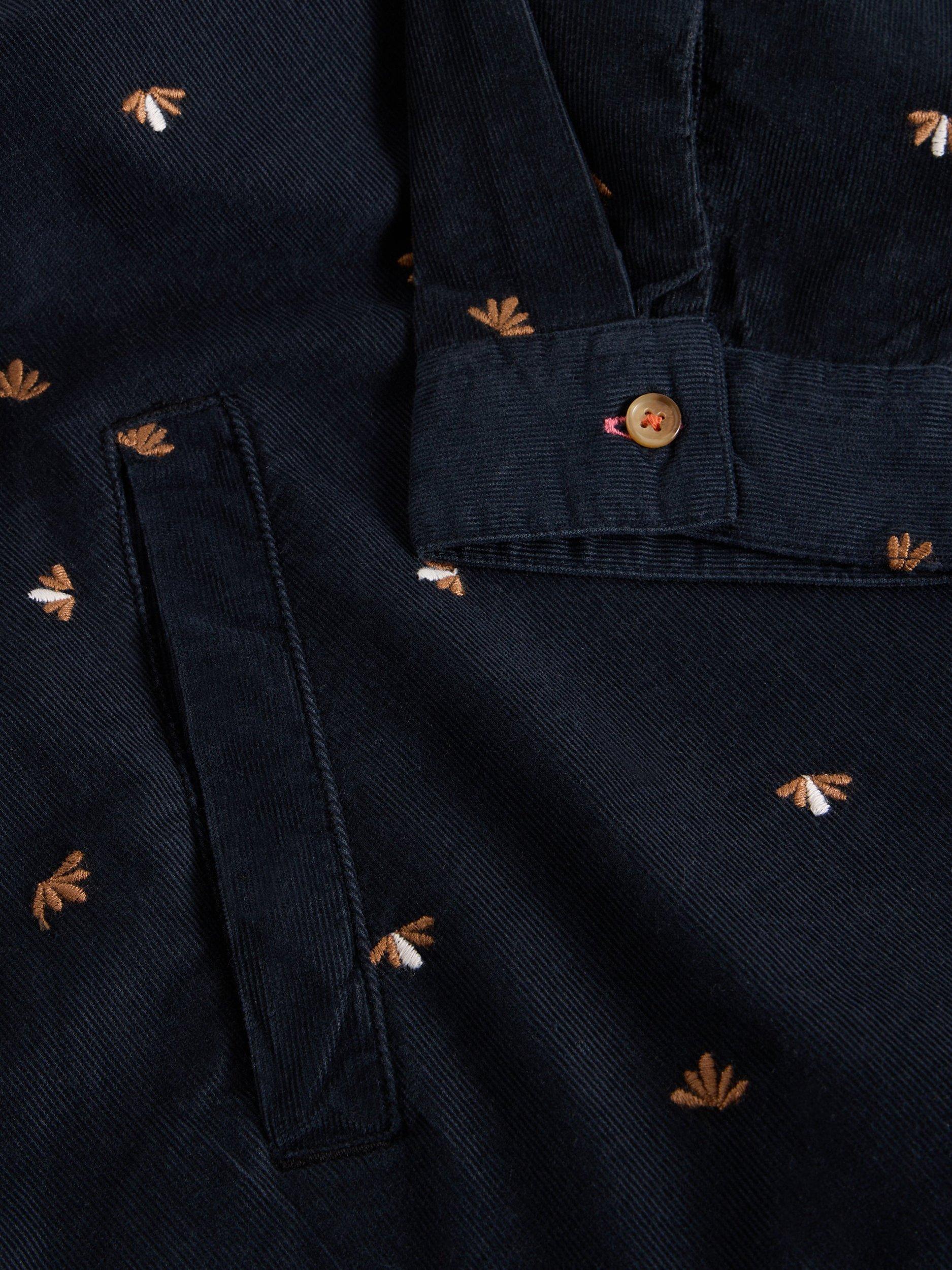 Product image 6 of 6, which shows White Stuff Daria Cotton Embroidered A Line Dress, Black/Multi, 6