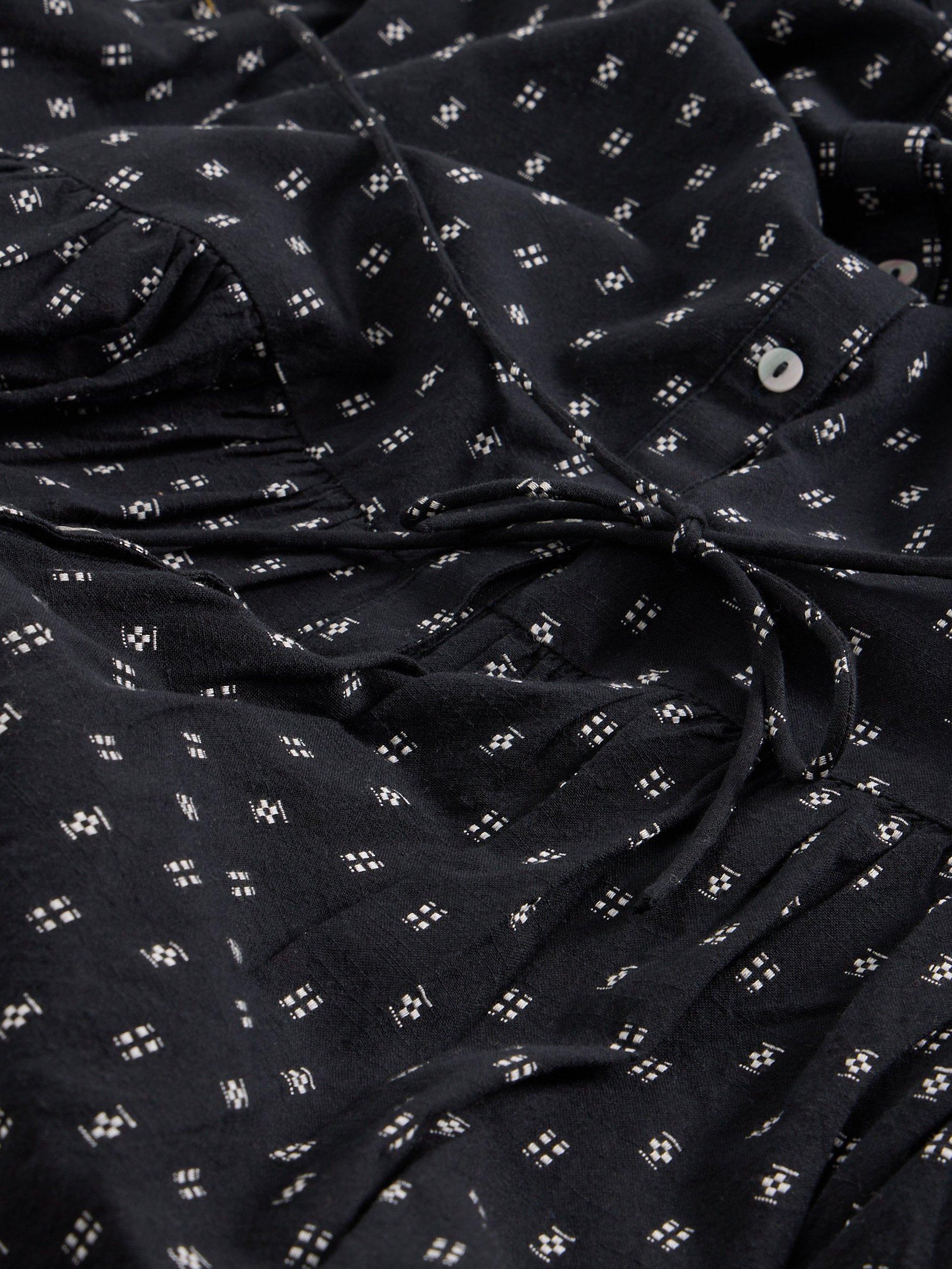 Product image 6 of 6, which shows White Stuff Gina Geometric Tiered Dress, Black/Multi, 6