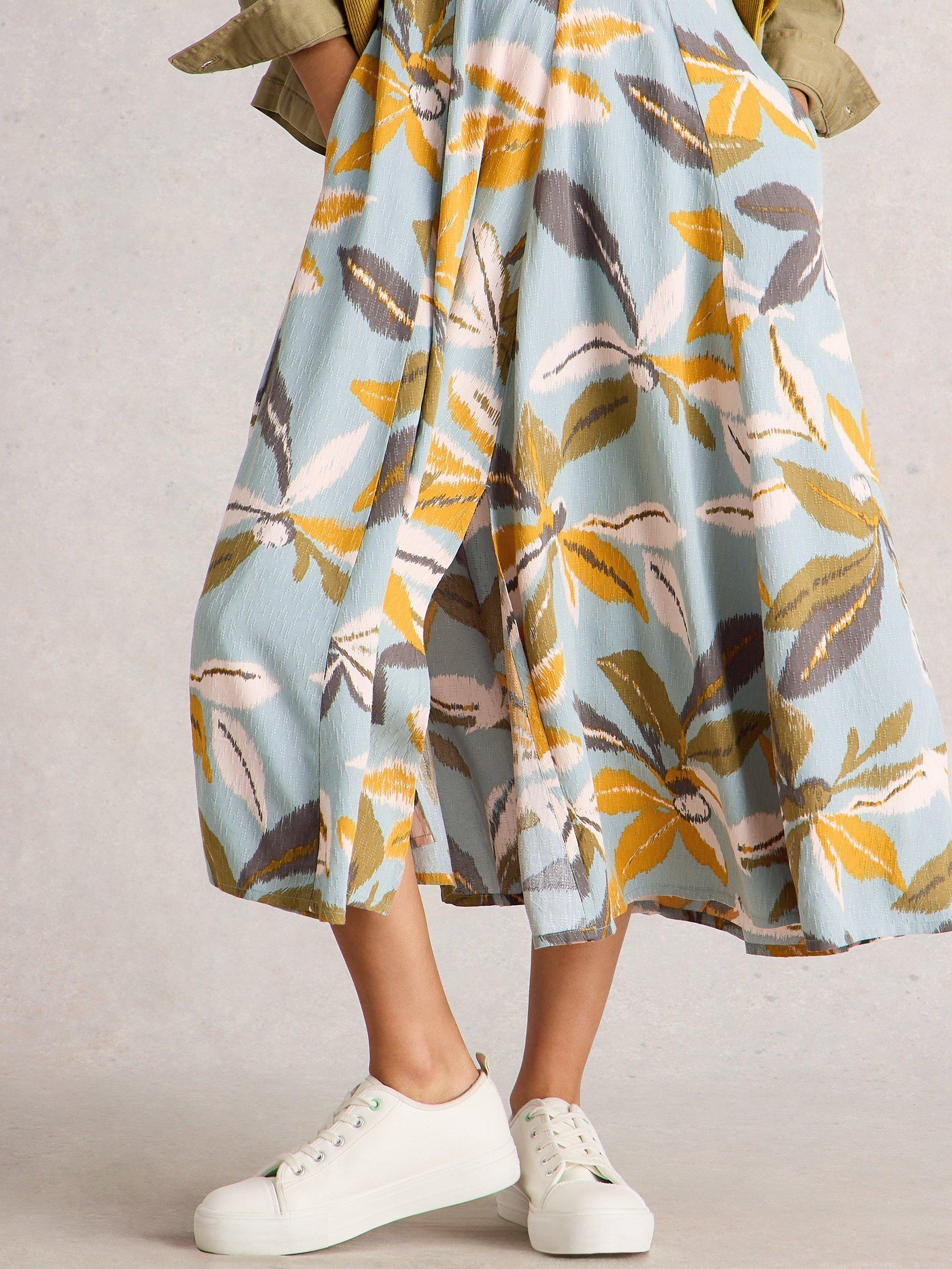 Product image 3 of 6, which shows White Stuff Hazel Floral Short Sleeve V Neck Midi Dress, Blue/Multi, 6