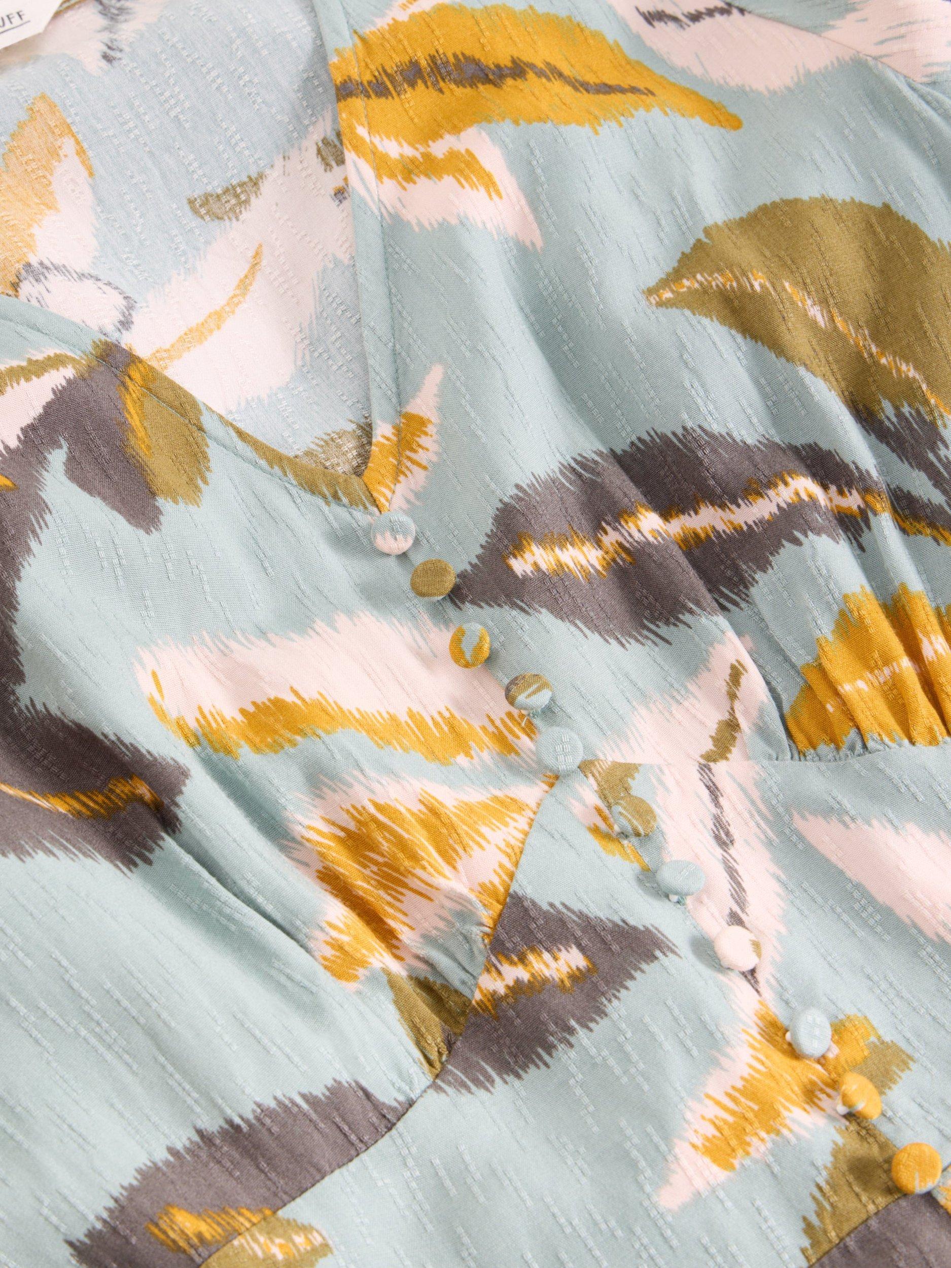 Product image 6 of 6, which shows White Stuff Hazel Floral Short Sleeve V Neck Midi Dress, Blue/Multi, 6