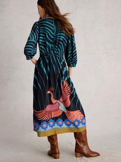 White Stuff Lucy Tropical Print Midi Dress - view 2, Black/Multi