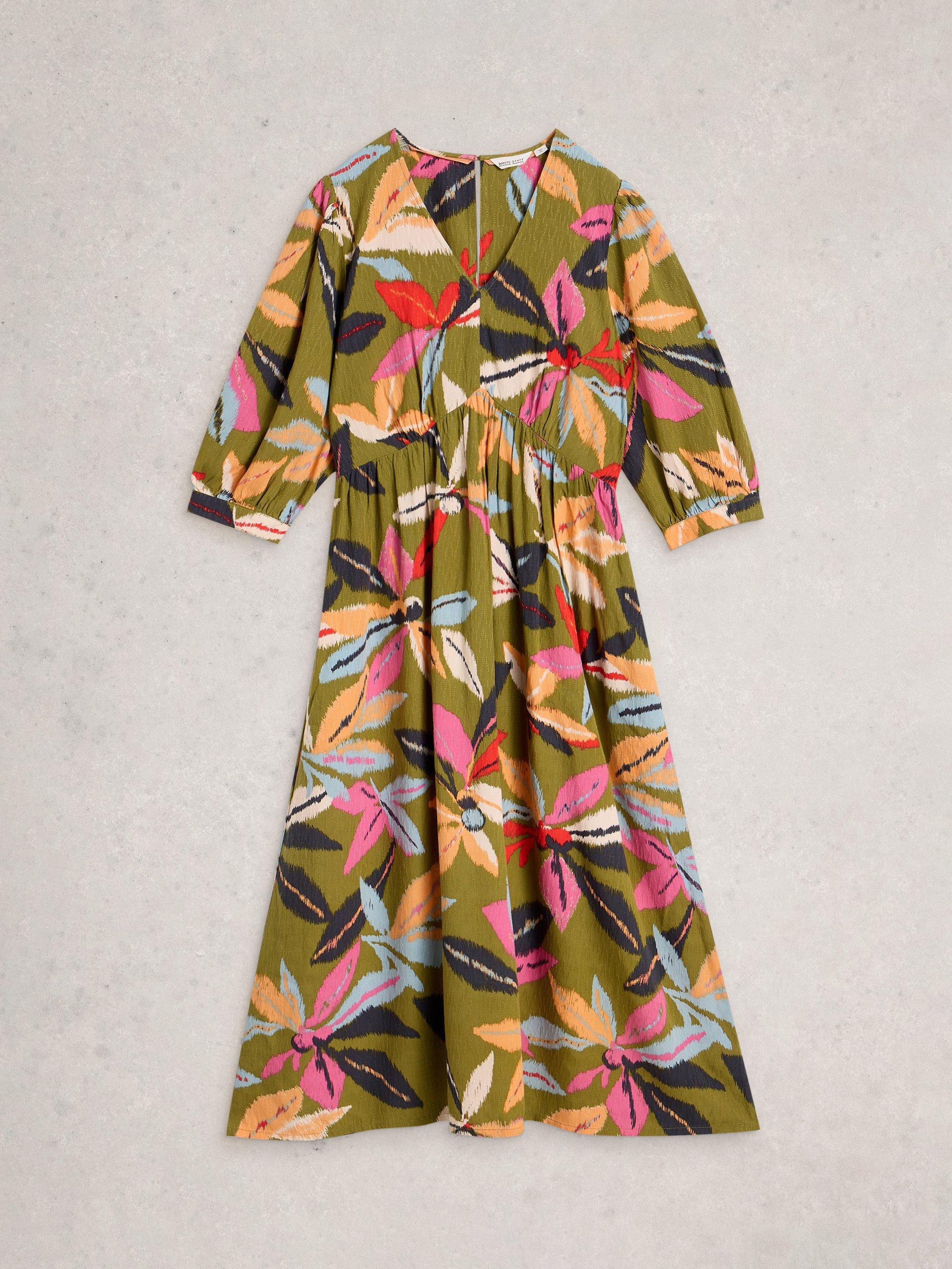 Product image 5 of 6, which shows White Stuff Lucy Floral Midi Dress, Green/Multi, 6