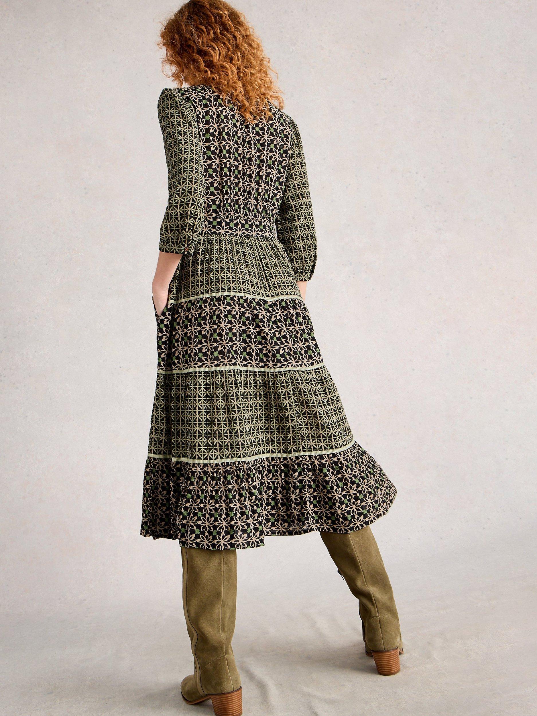 Product image 2 of 6, which shows White Stuff Mabel Mixed Print Midi Dress, Black/Multi, 6