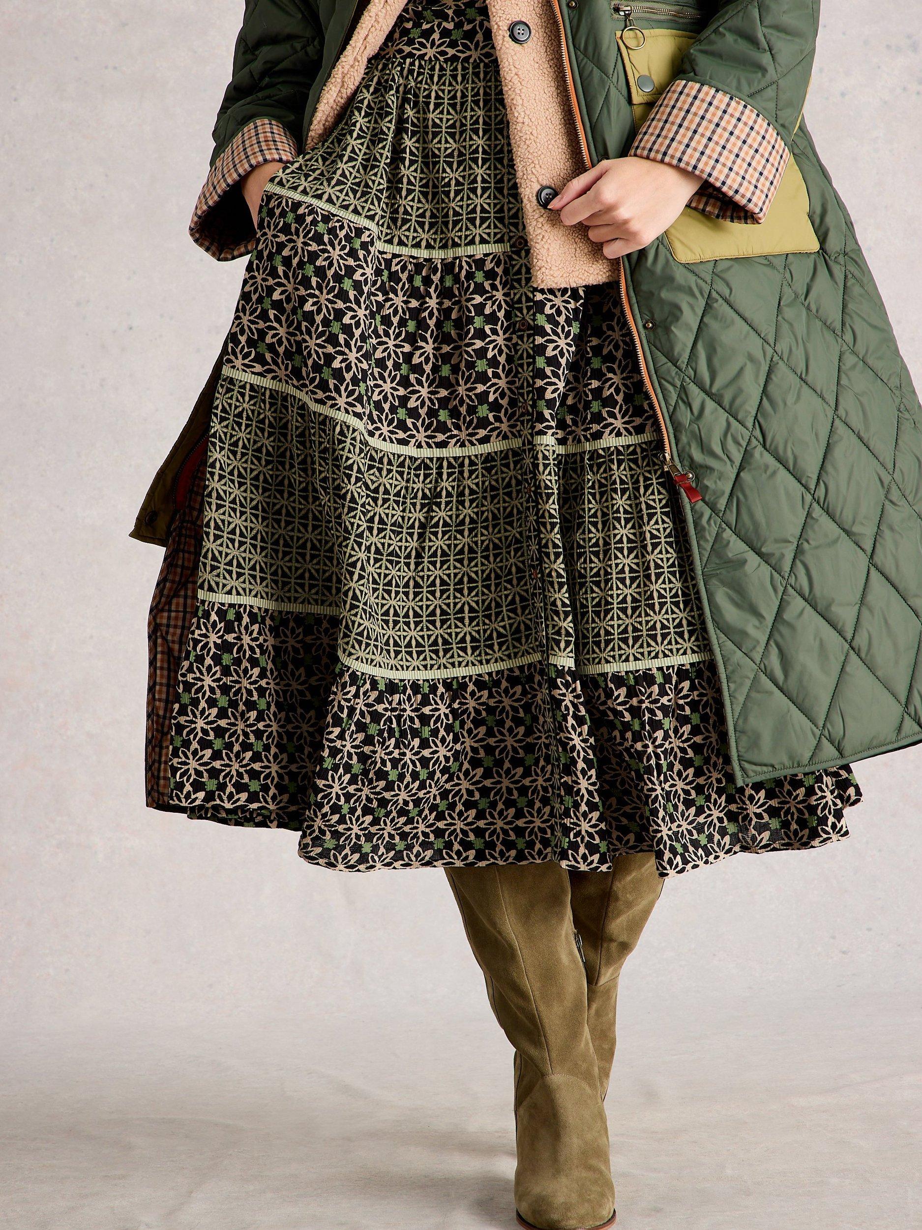 Product image 4 of 6, which shows White Stuff Mabel Mixed Print Midi Dress, Black/Multi, 6