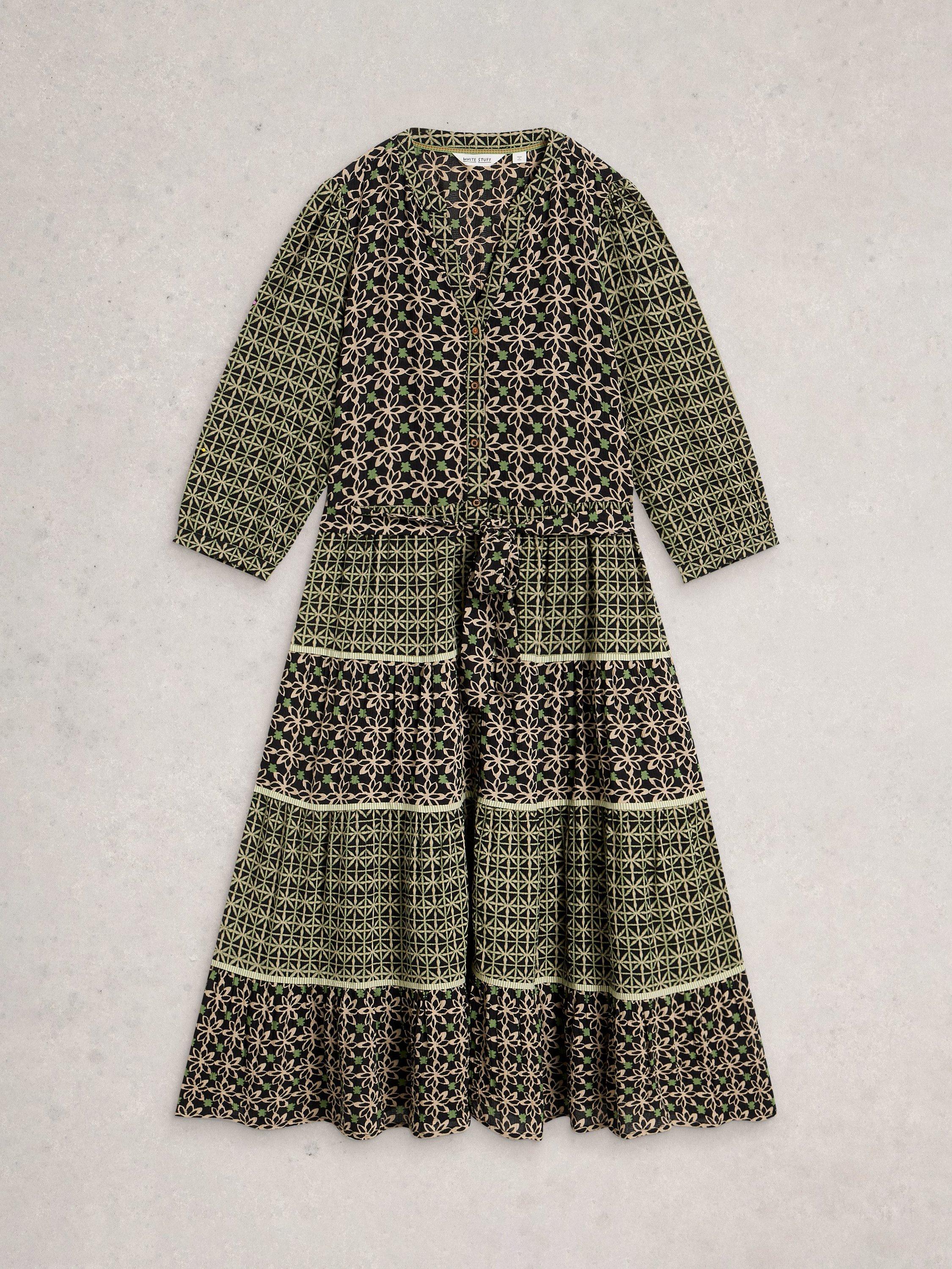 Product image 5 of 6, which shows White Stuff Mabel Mixed Print Midi Dress, Black/Multi, 6