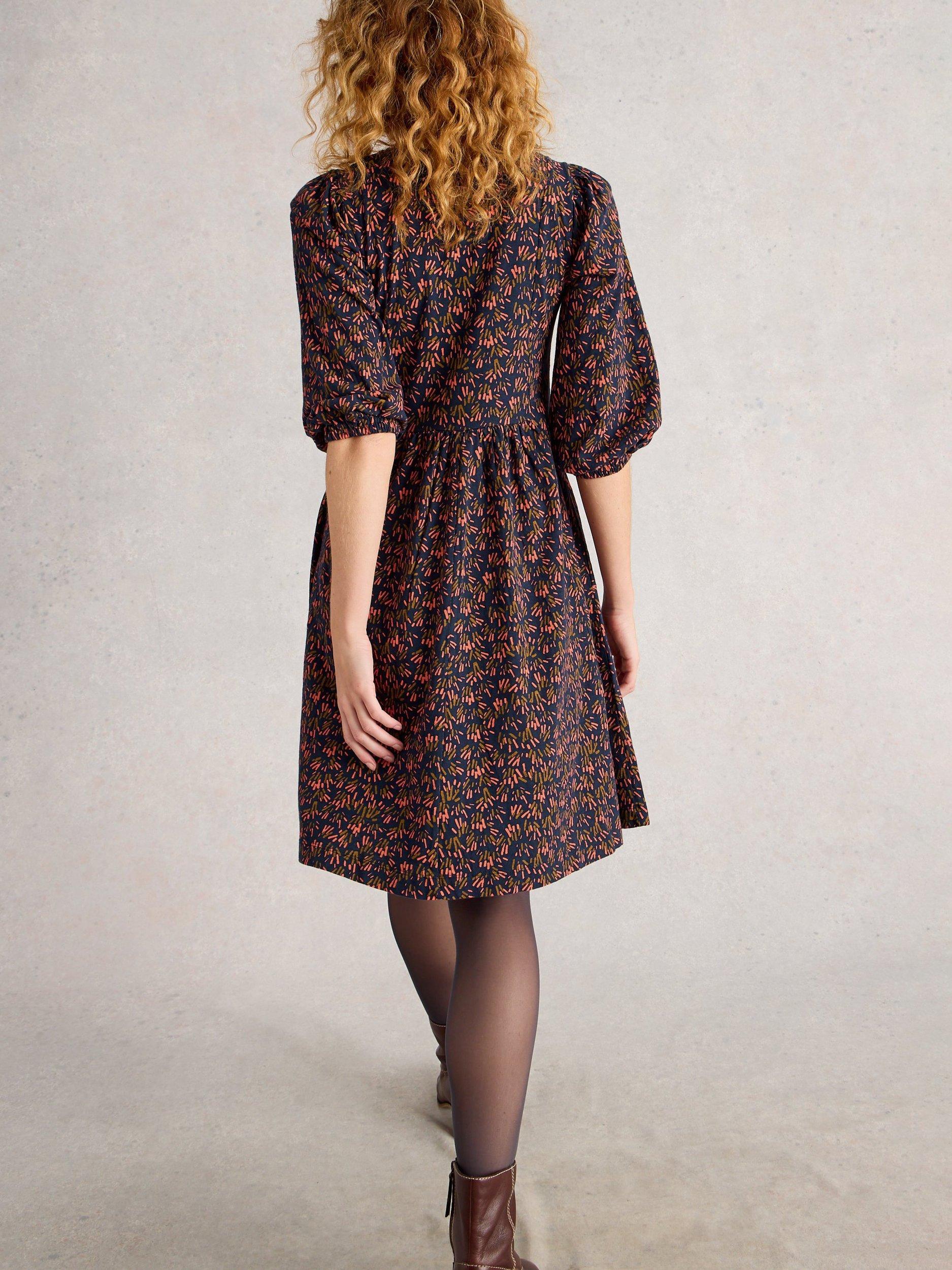 Product image 2 of 6, which shows White Stuff Maeva Abstract Jersey Dress, Navy/Multi, 18