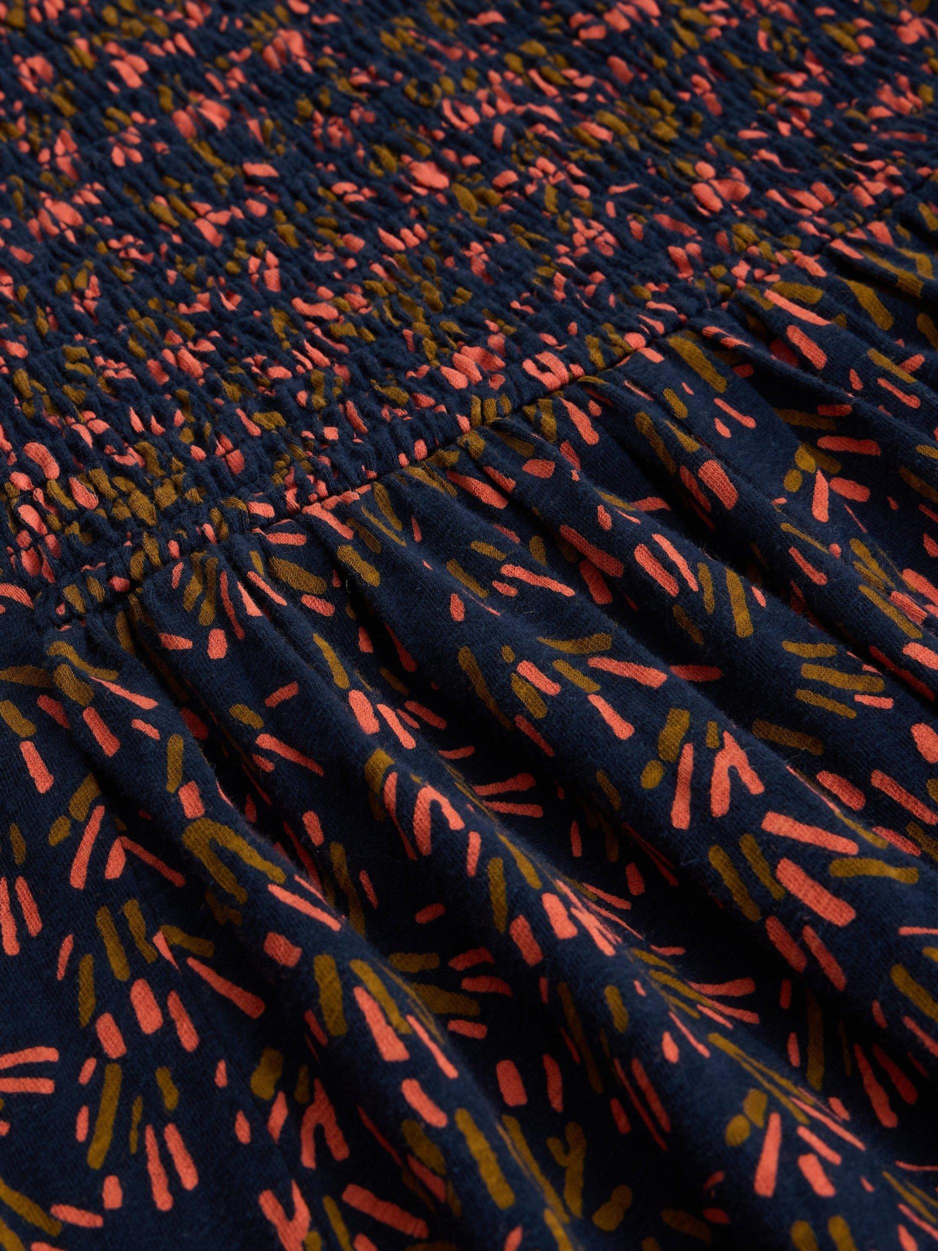 Product image 6 of 6, which shows White Stuff Maeva Abstract Jersey Dress, Navy/Multi, 18