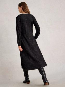 White Stuff Megan A-Line Sparkle Jersey Midi Dress - view 2, Pure Black