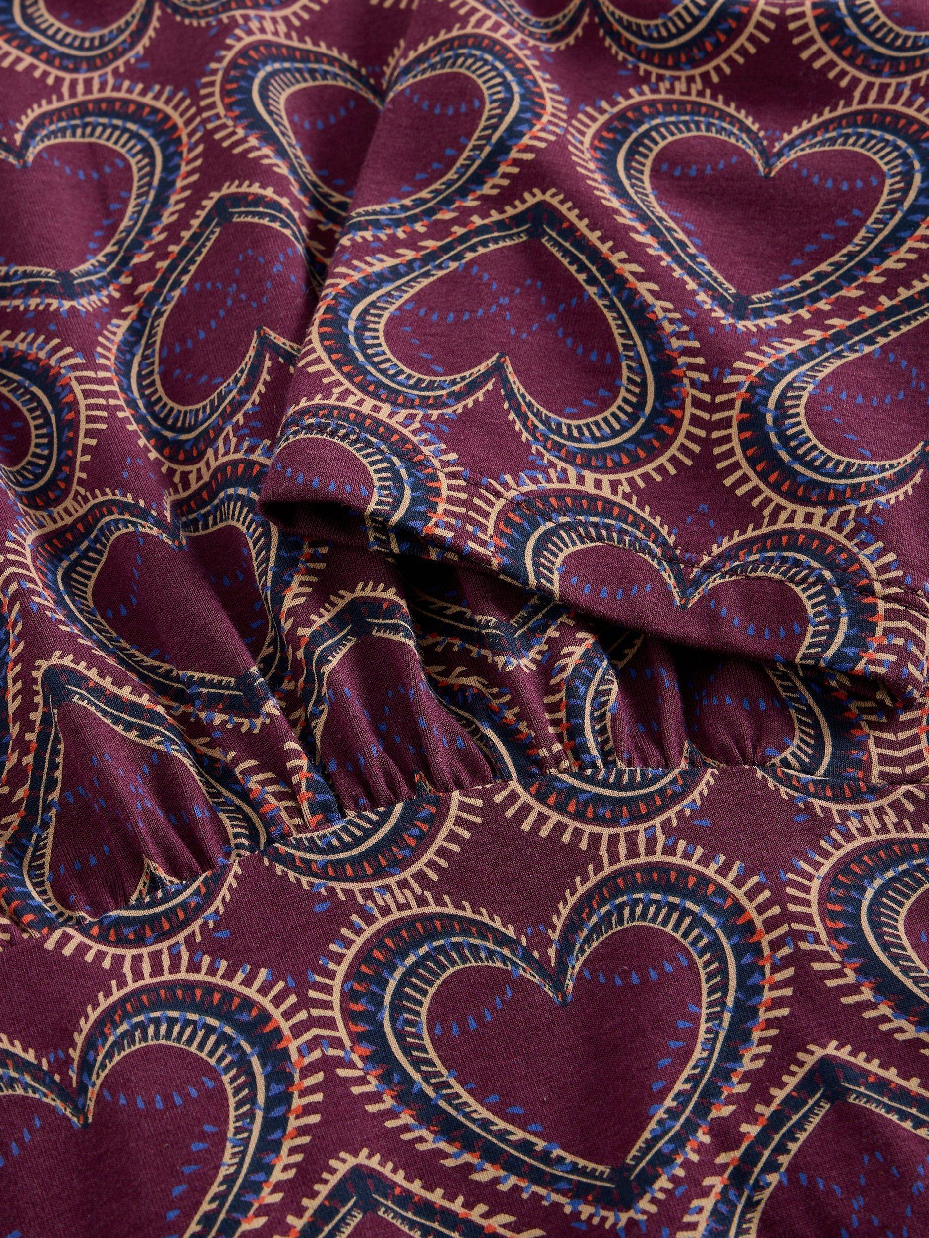 Product image 6 of 6, which shows White Stuff Olivia Heart Jersey Dress, Plum/Multi, 6