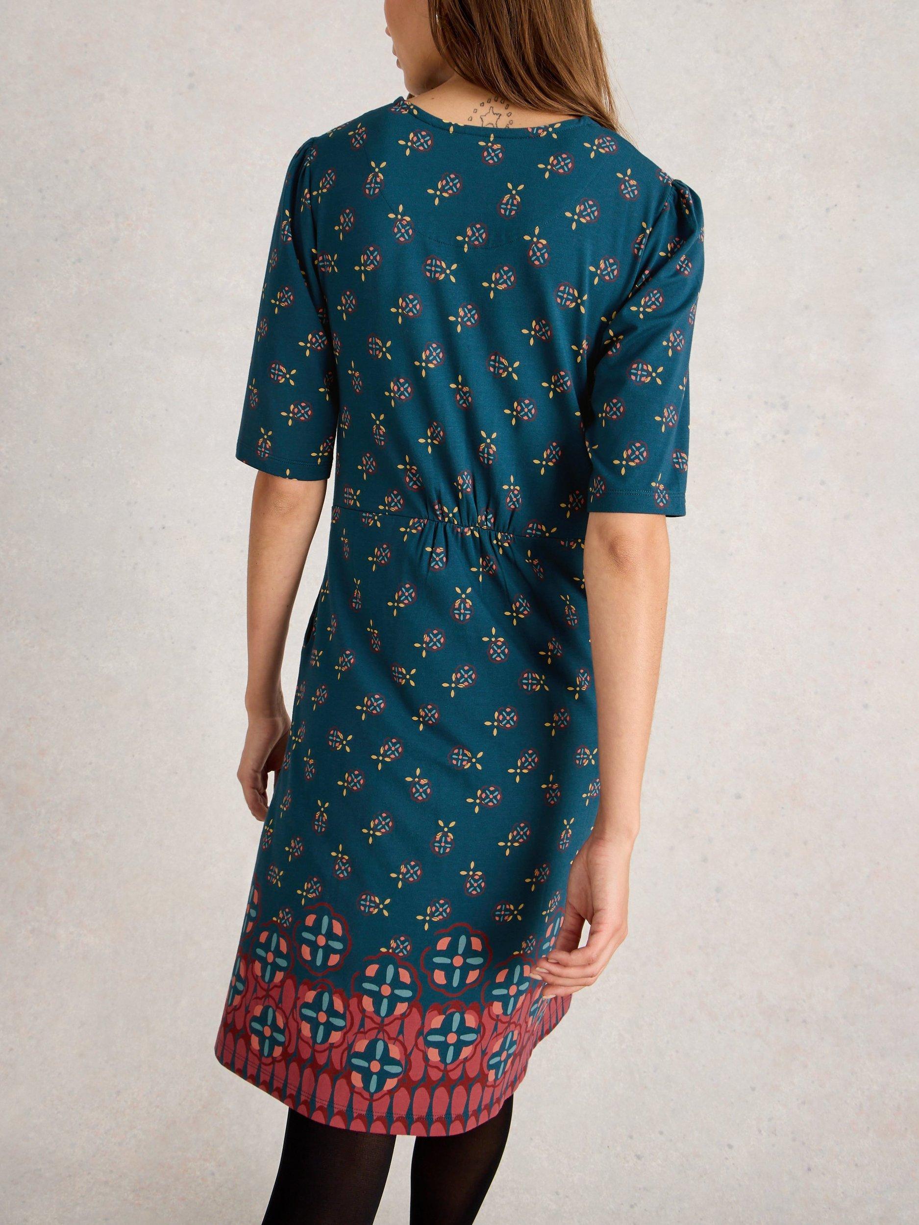 Product image 2 of 6, which shows White Stuff Olivia Cotton Blend Straight Jersey Dress , Teal, 16