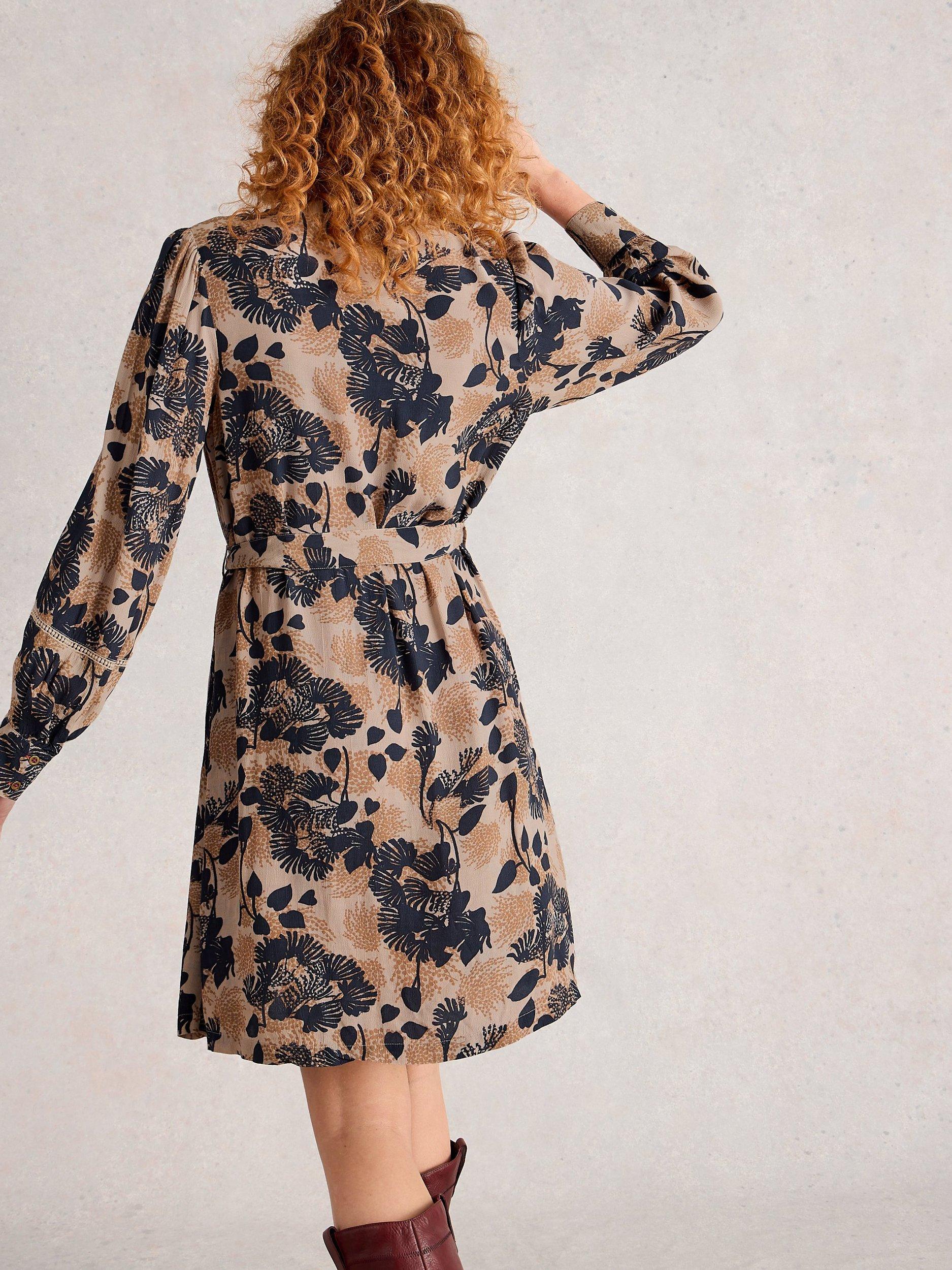 Product image 2 of 6, which shows White Stuff Paloma A-Line Abstract Print Mini Dress, Natural/Multi, 6