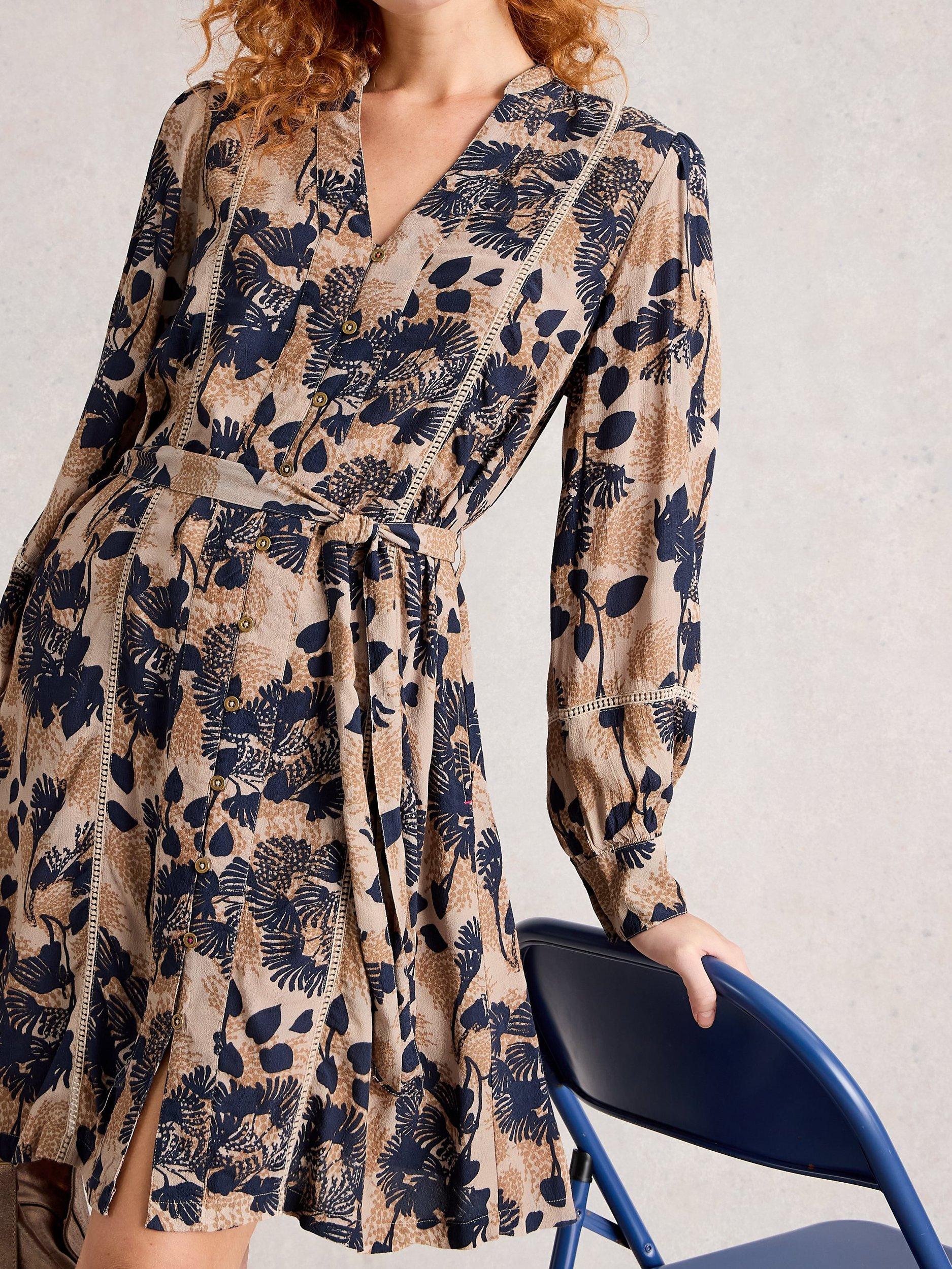 Product image 3 of 6, which shows White Stuff Paloma A-Line Abstract Print Mini Dress, Natural/Multi, 6