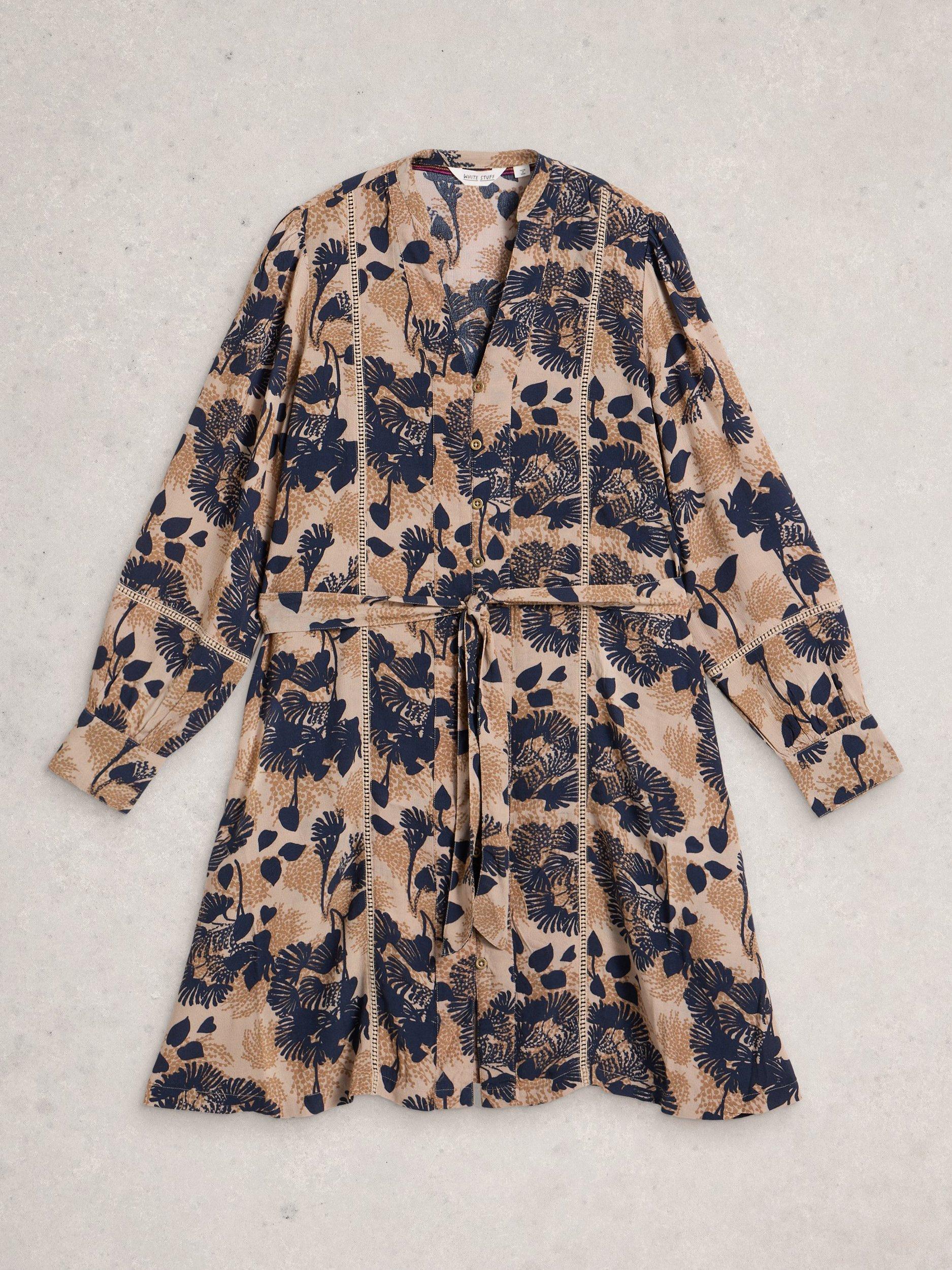 Product image 5 of 6, which shows White Stuff Paloma A-Line Abstract Print Mini Dress, Natural/Multi, 6