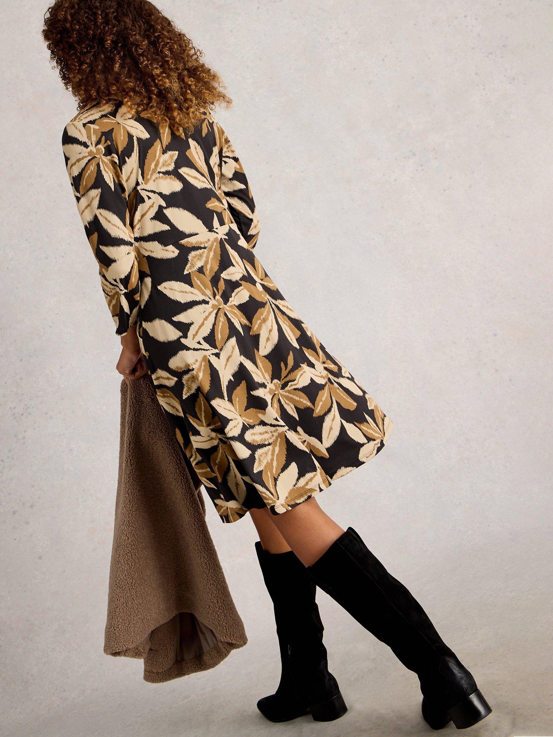 Product image 2 of 6, which shows White Stuff Ria Leaves Shirt Dress, Black/Multi, 6