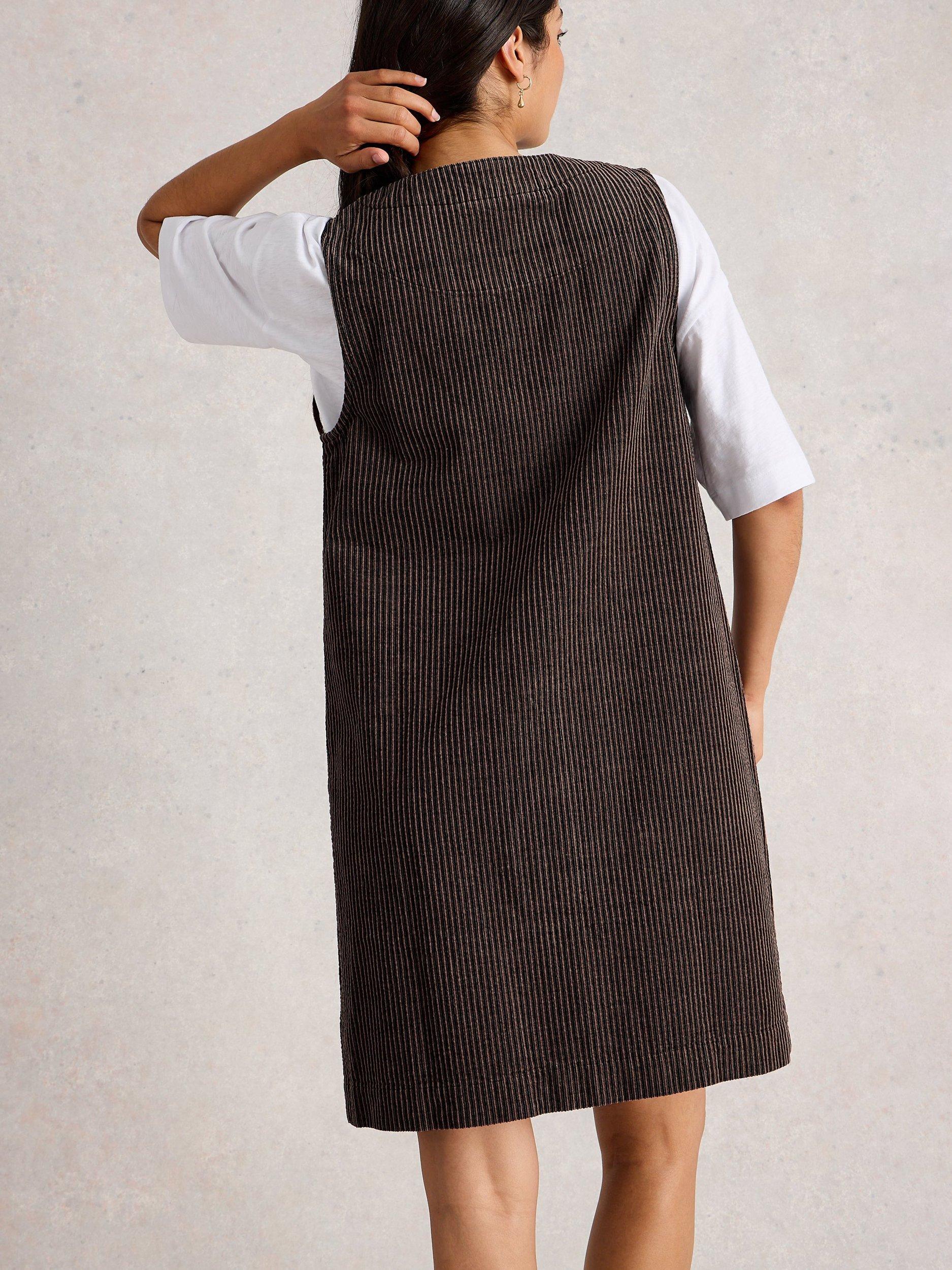 Product image 2 of 6, which shows White Stuff Rose Corduroy Pinafore Dress, Black/Multi, 10