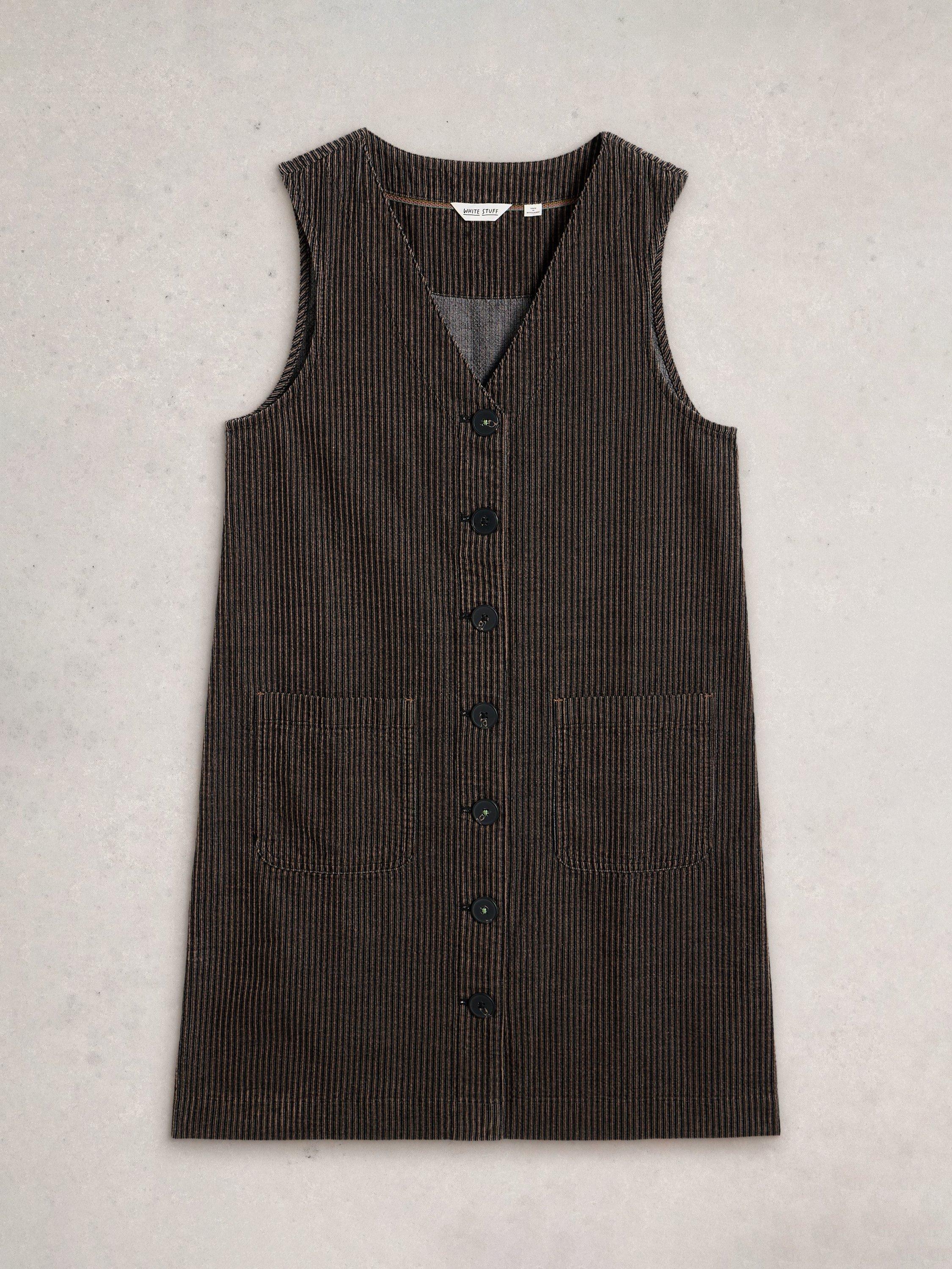 Product image 5 of 6, which shows White Stuff Rose Corduroy Pinafore Dress, Black/Multi, 10