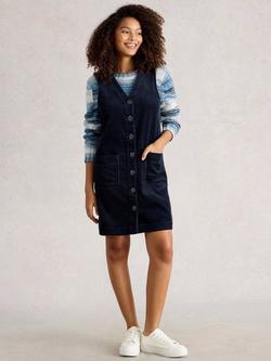 White Stuff Rose Corduroy Pinafore Dress, Dark Navy, Dark Navy