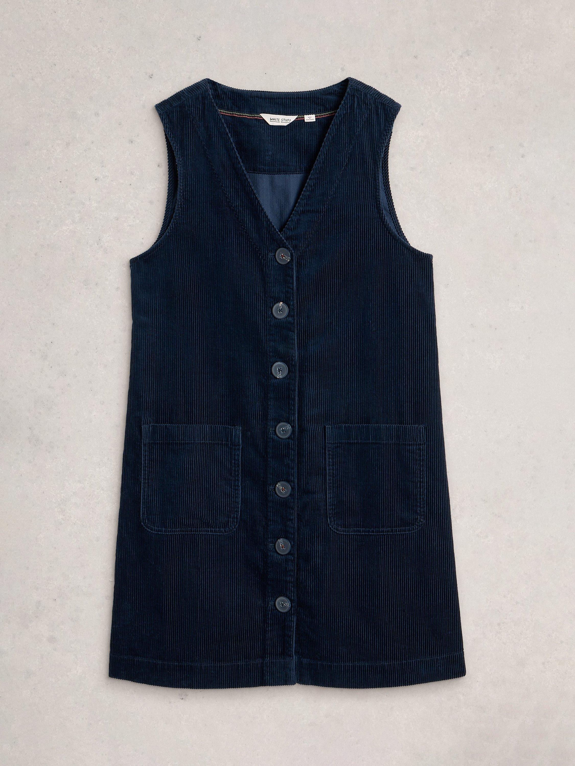 Product image 5 of 6, which shows White Stuff Rose Corduroy Pinafore Dress, Dark Navy, 12