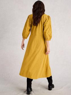 White Stuff Rua Embroidered Jersey Midi Dress - view 2, Mid Chartreuse