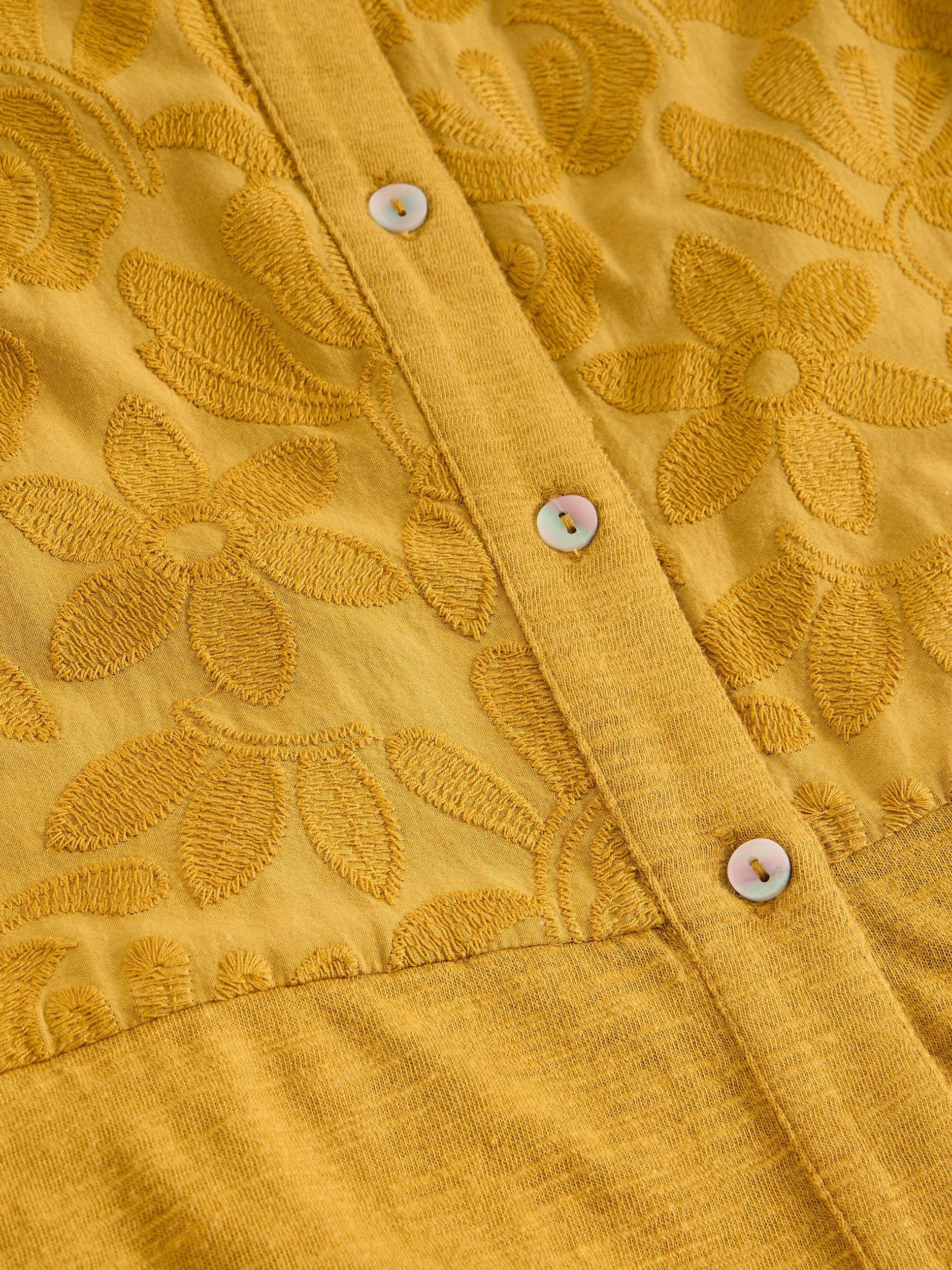 Product image 6 of 6, which shows White Stuff Rua Embroidered Jersey Midi Dress, Mid Chartreuse, 6