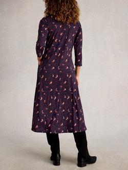 White Stuff Rua Cotton Blend Jersey Midi Shirt Dress - view 2, Navy/Multi