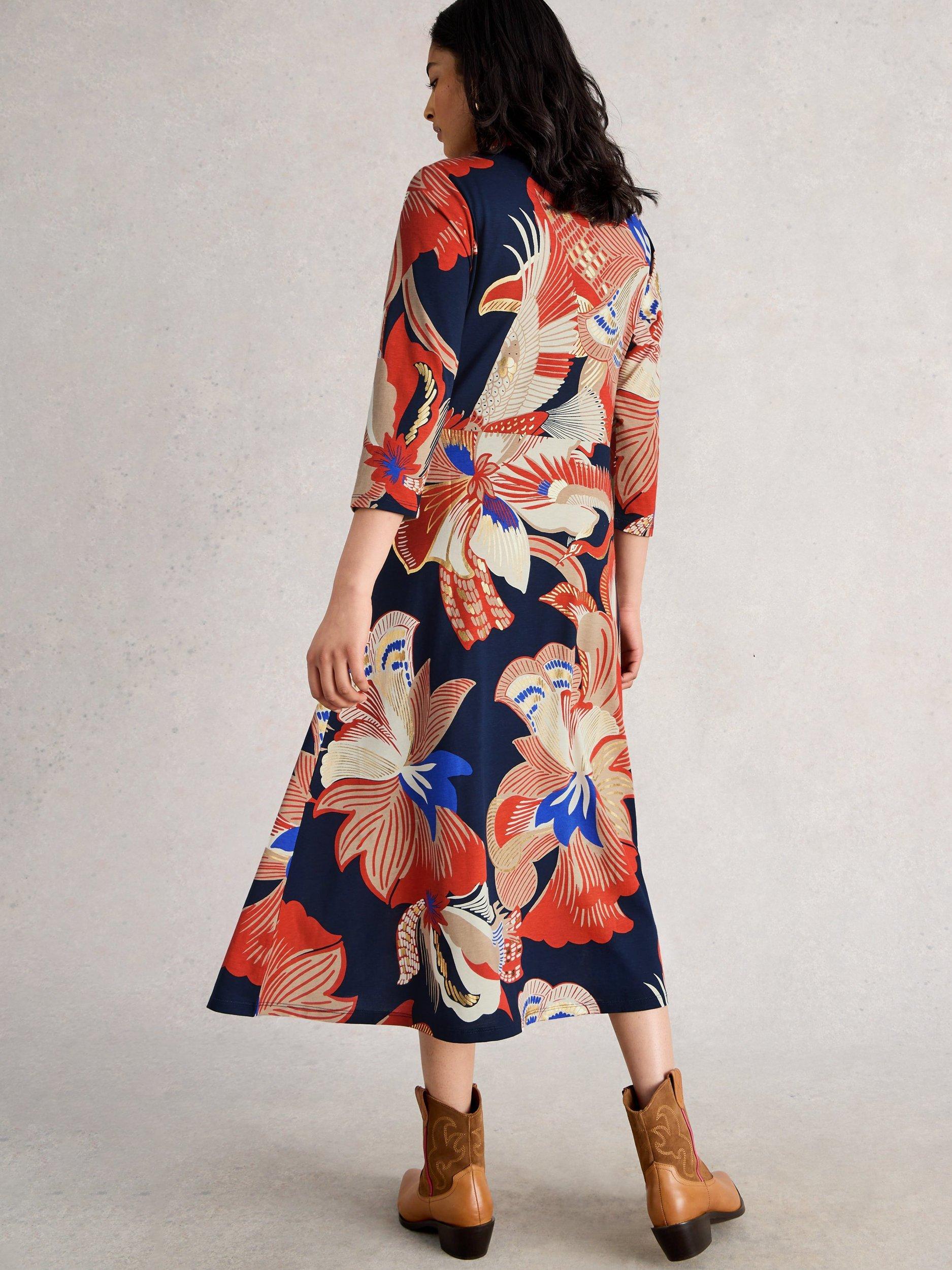 Product image 2 of 6, which shows White Stuff Rua Floral Shirt Midi Dress, Red/Multi, 6