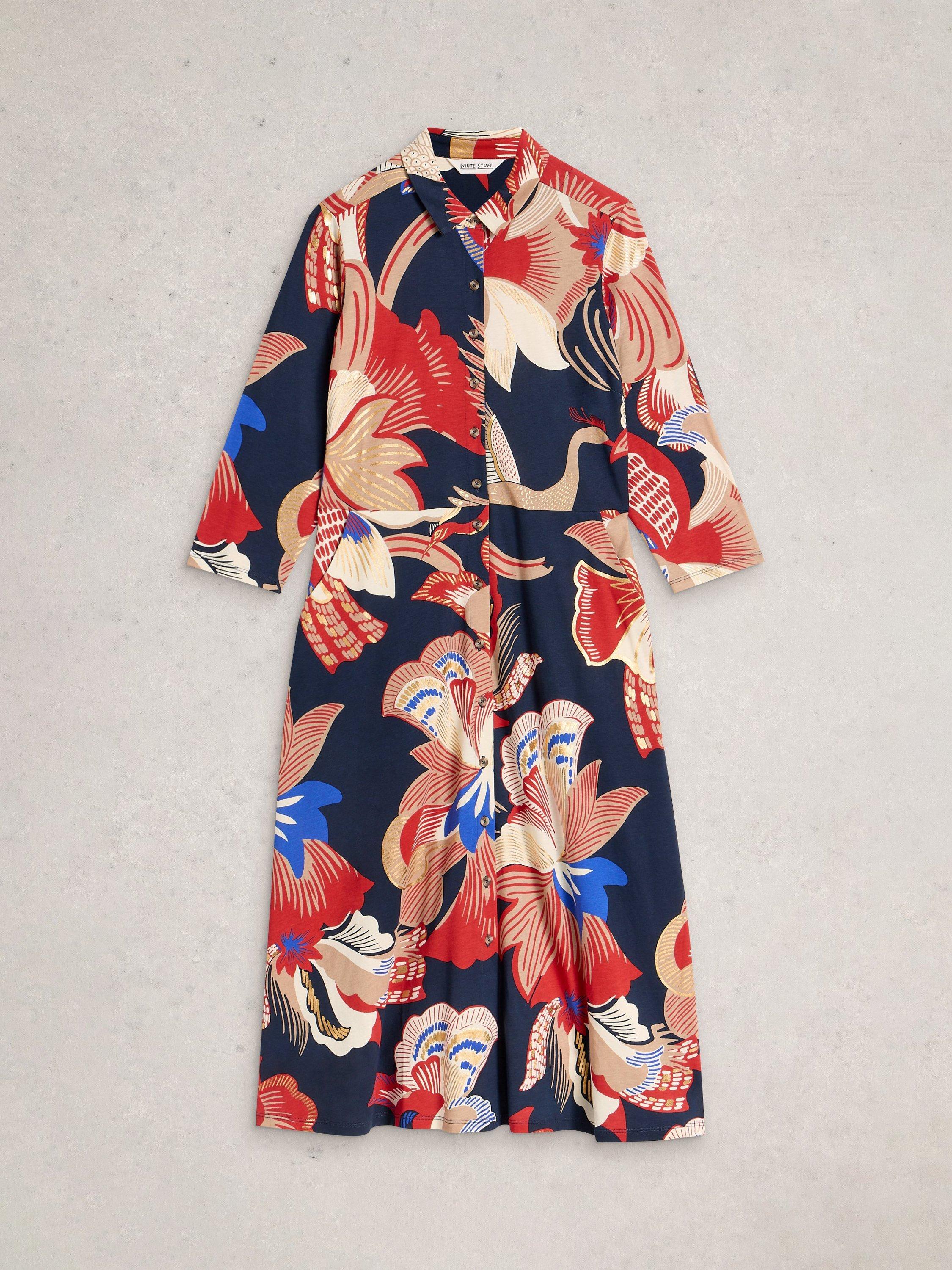 Product image 5 of 6, which shows White Stuff Rua Floral Shirt Midi Dress, Red/Multi, 6