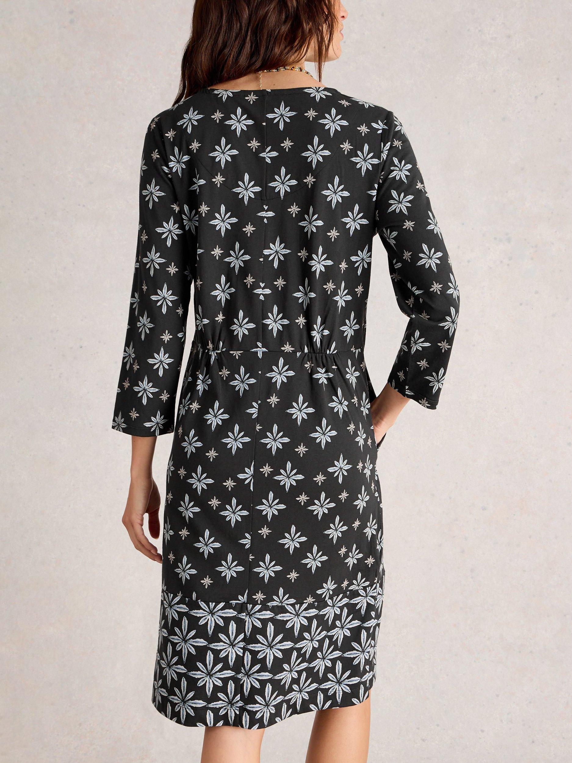Product image 2 of 6, which shows White Stuff Tallie Floral Jersey Dress, Black/Multi, 6