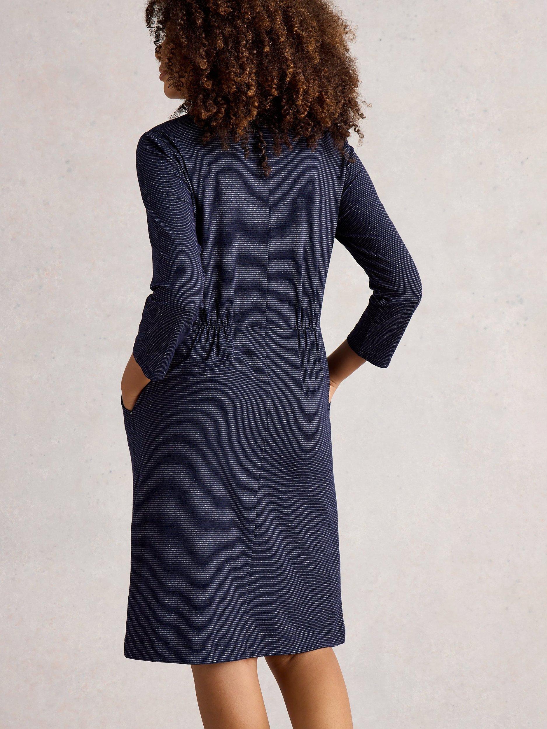 Product image 2 of 6, which shows White Stuff Tallie Sparkle Jersey Dress , Navy/Multi, 6