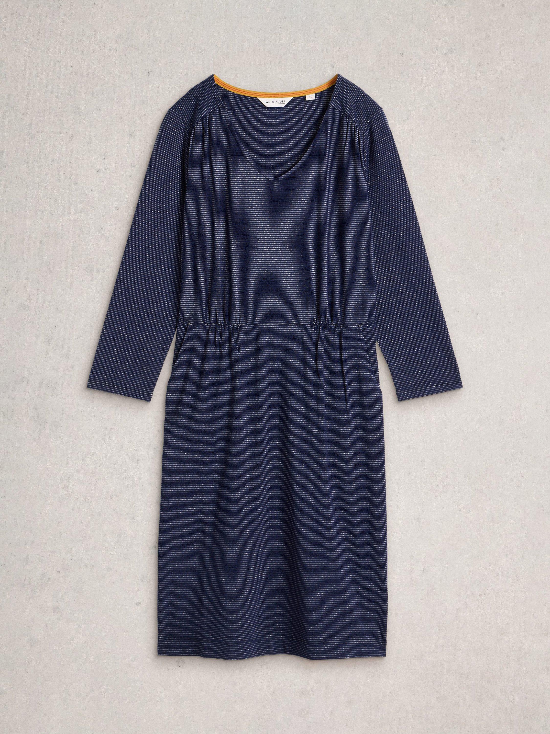 Product image 5 of 6, which shows White Stuff Tallie Sparkle Jersey Dress , Navy/Multi, 6