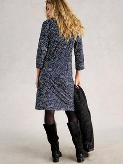 White Stuff Tallie Abstract Floral Jersey Dress, Navy/Multi - view 2, Navy/Multi