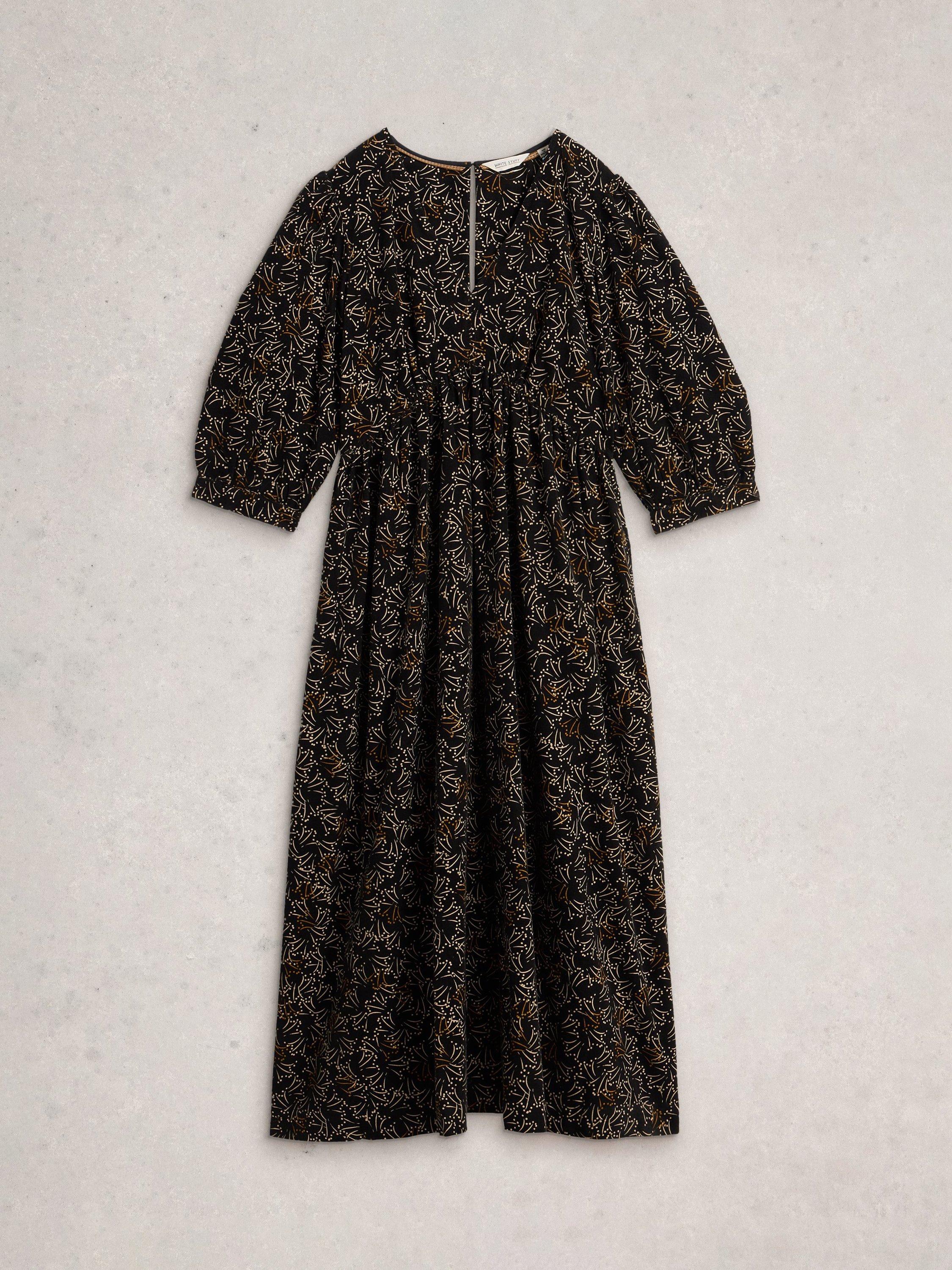 Product image 5 of 6, which shows White Stuff Lucy A-Line Corduroy Midi Dress , Black/Multi, 8