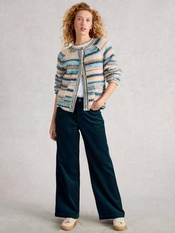 White Stuff Ayla Cotton Leg Corduroy Wide Leg Trouser, Dk Teal