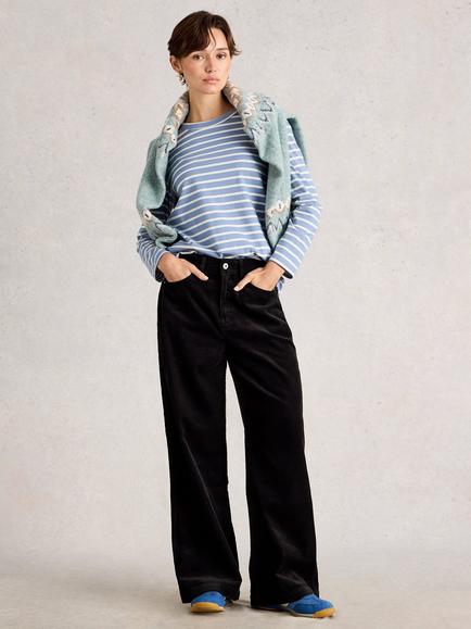 White Stuff Ayla Corduroy Trousers, Pure Black, Pure Black